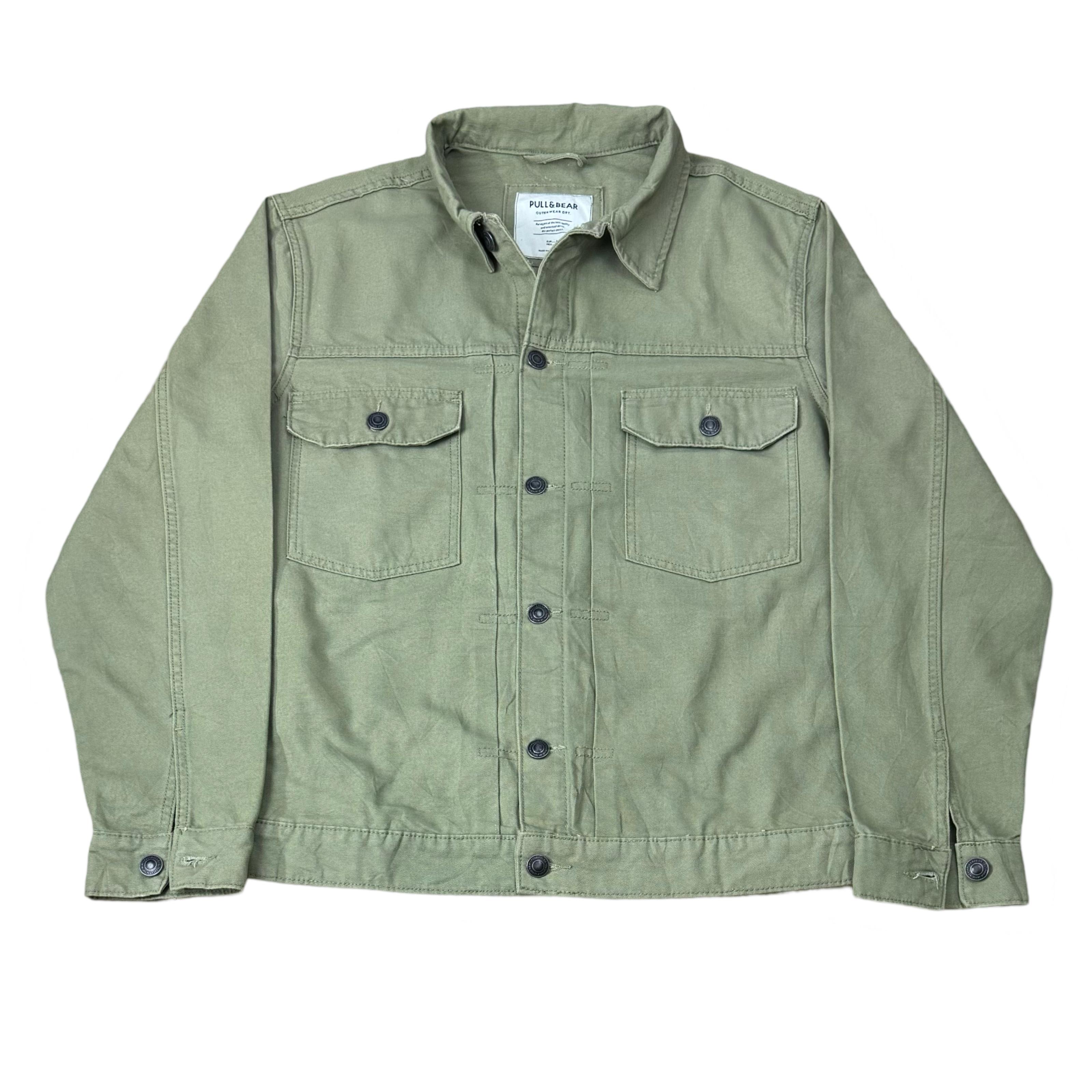 Pull & Bear Olive Green Trucker Jacket | Large