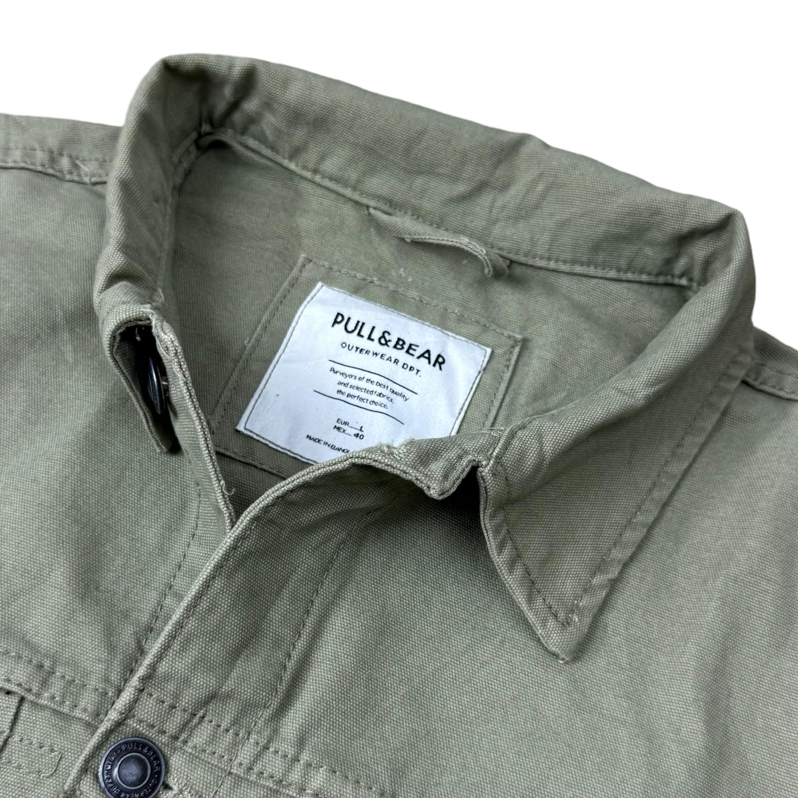 Pull & Bear Olive Green Trucker Jacket | Large