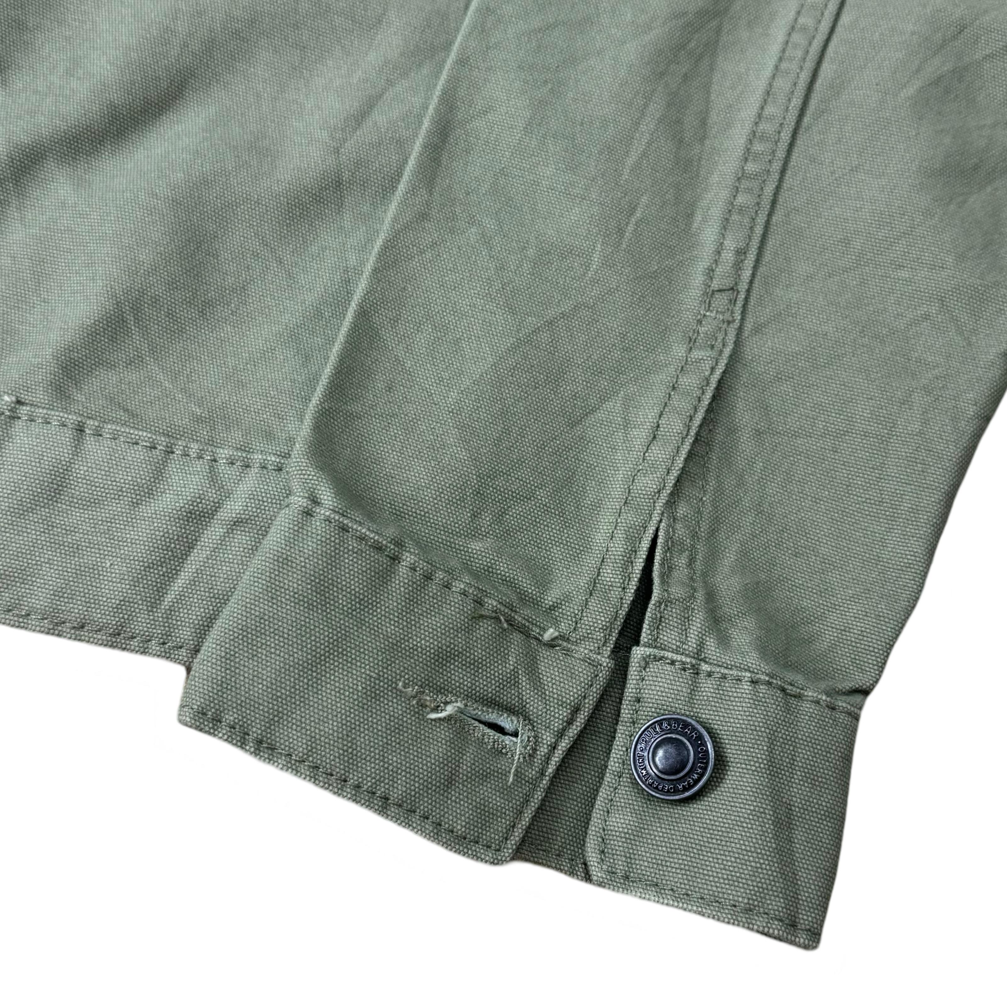 Pull & Bear Olive Green Trucker Jacket | Large