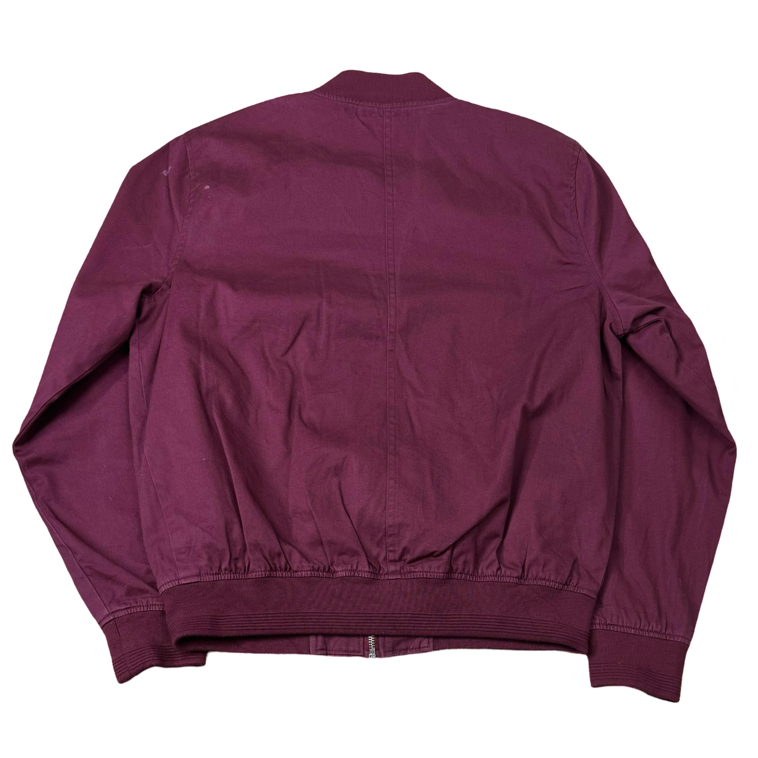 Topman Burgundy Cotton Canvas Bomber Jacket | Medium