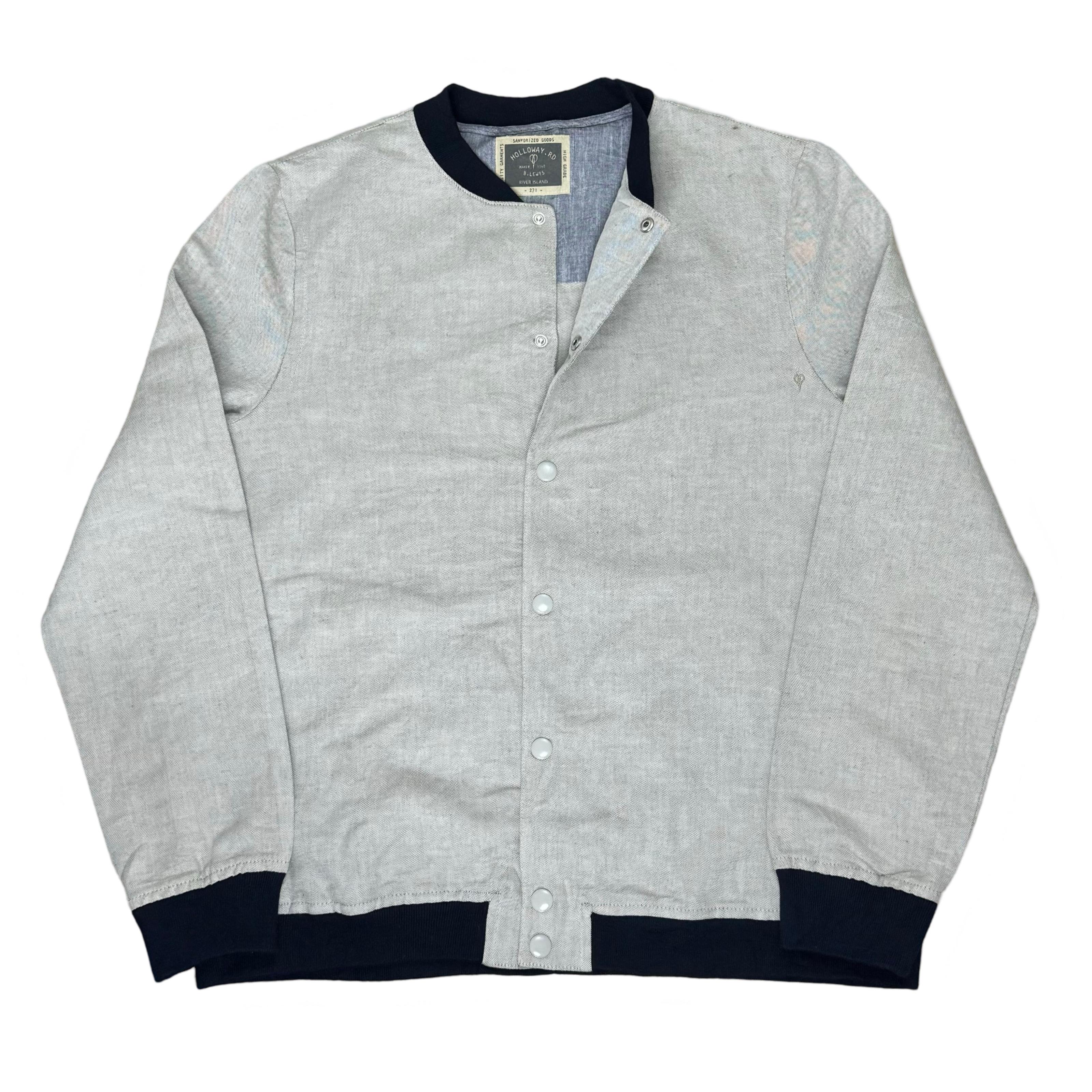 River Island Light Fawn Linen Textured Lightweight Bomber Jacket | Large