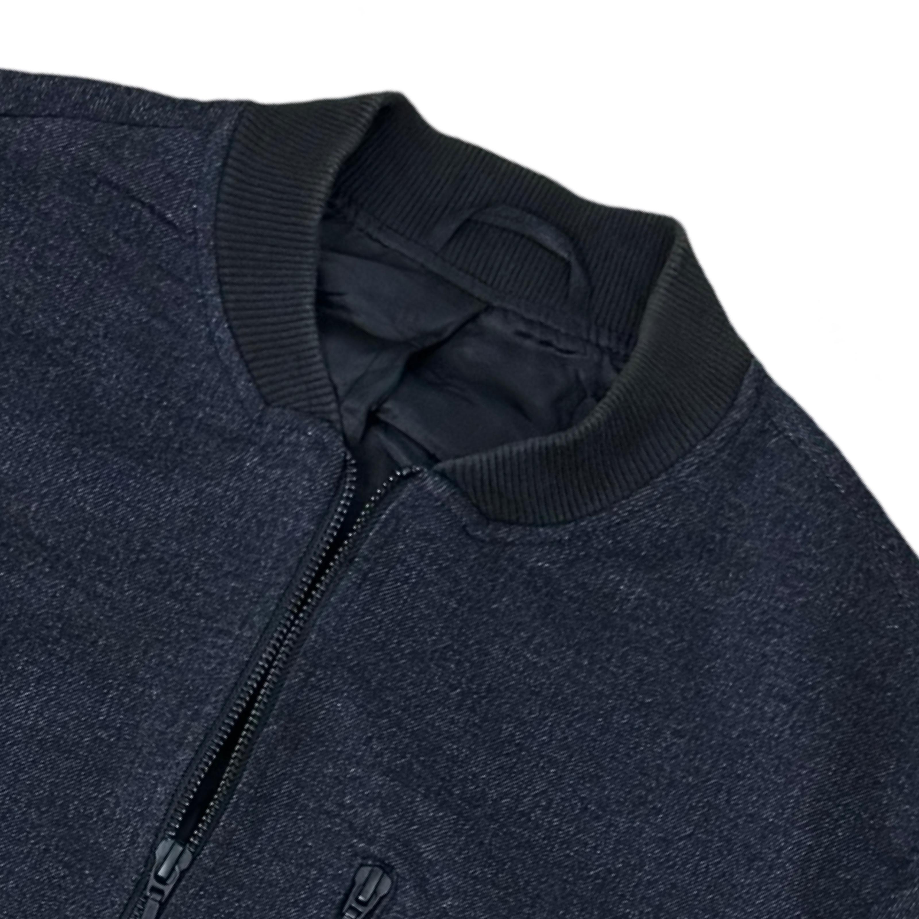 Topman Blue-Grey Textured Bomber Jacket | Medium