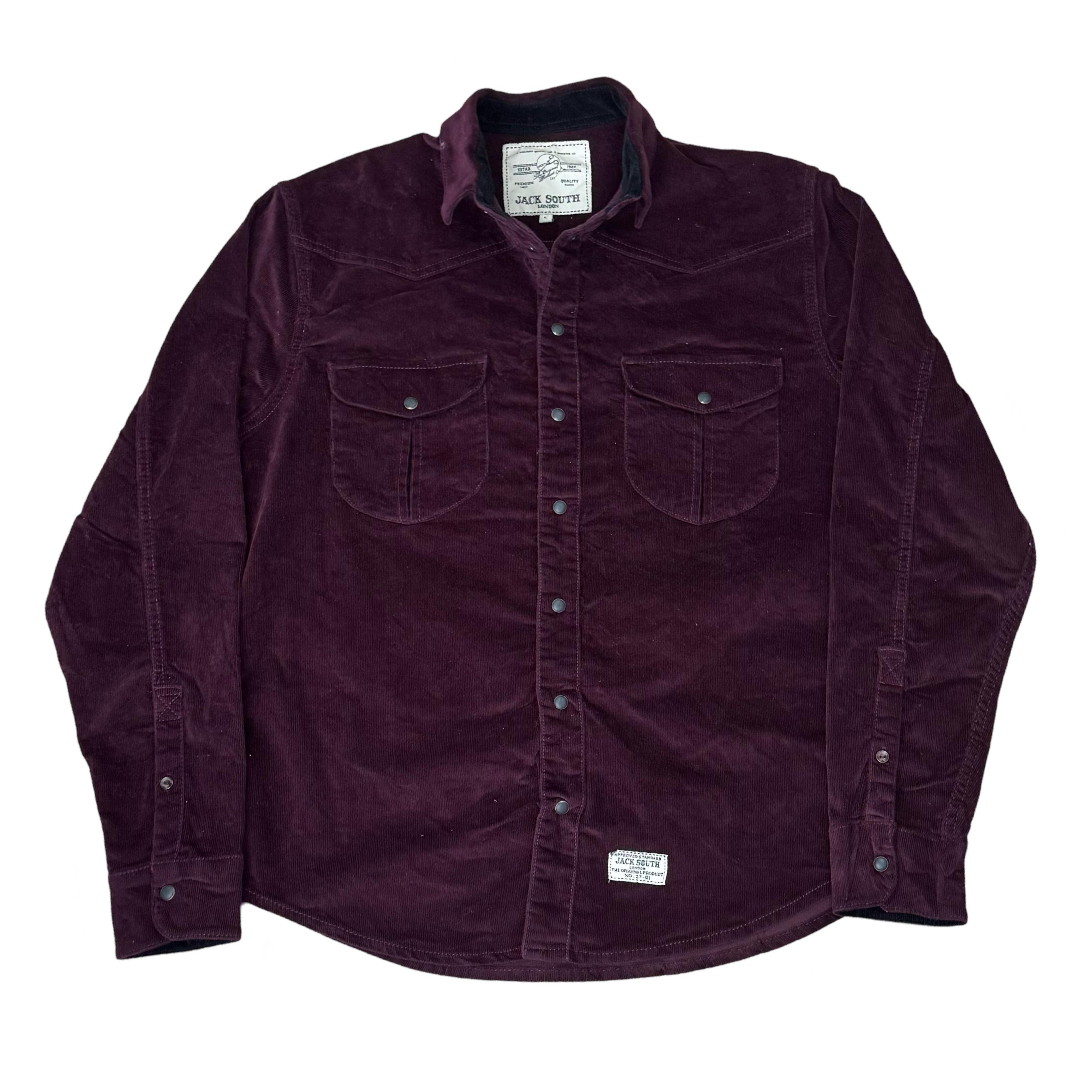 Jack South London Maroon Corduroy Overshirt | Large