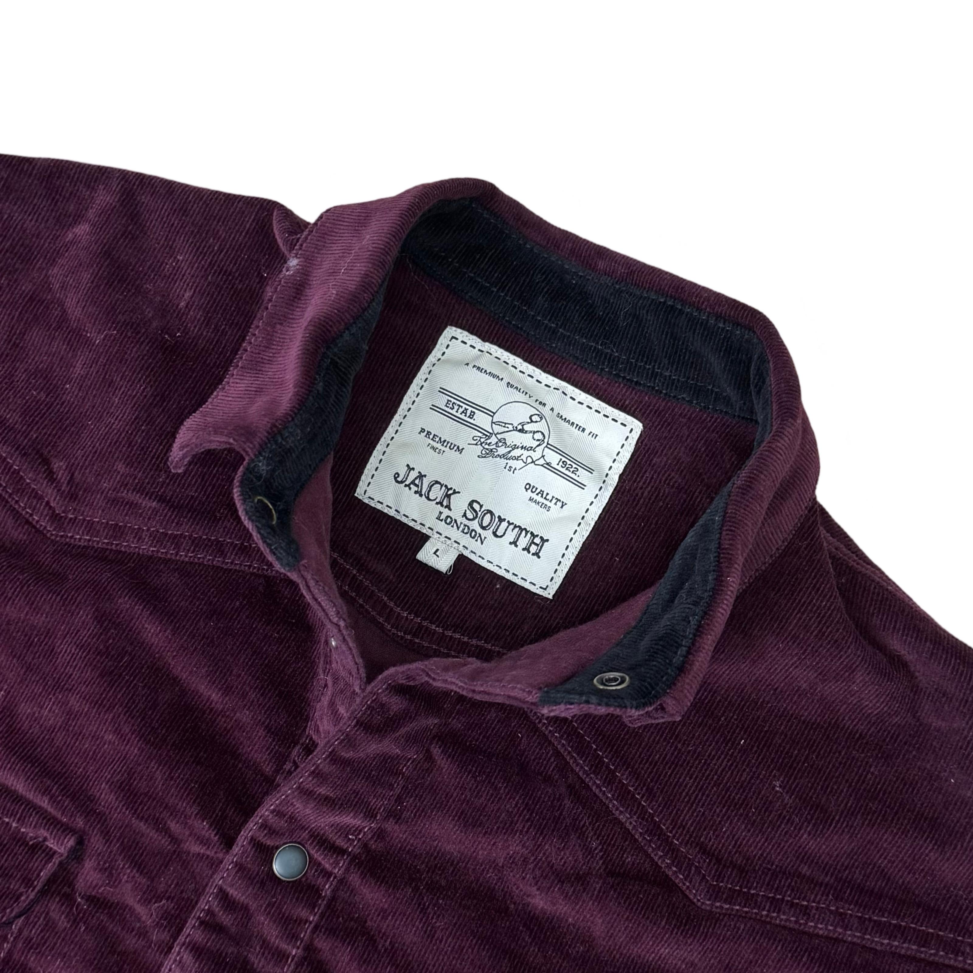 Jack South London Maroon Corduroy Overshirt | Large