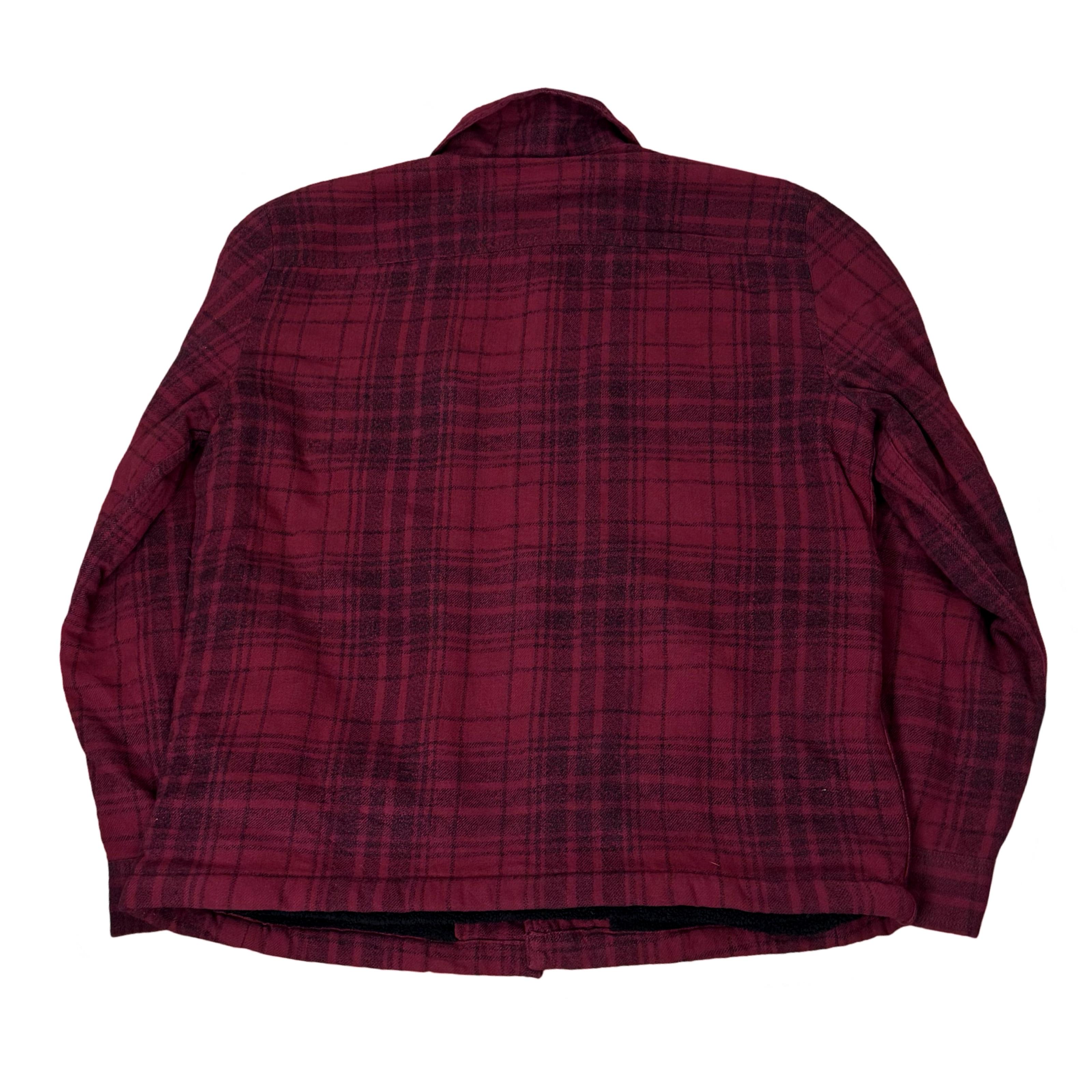 TU Man Red/Black Winter Overshirt with Faux Shearling Lining | Large