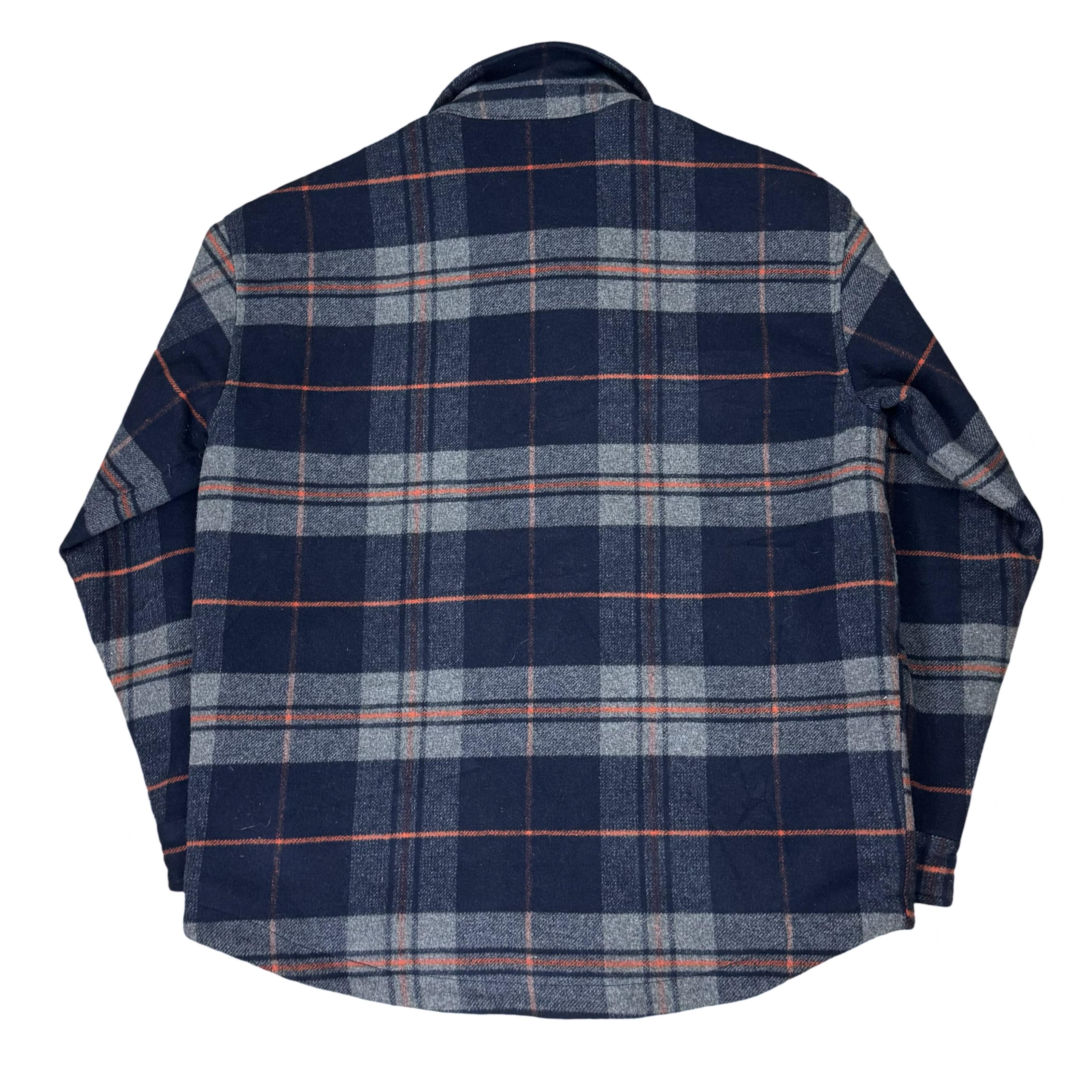 Clockhouse Blue/Grey/Orange Check Wool Blend Overshirt | Medium/Large