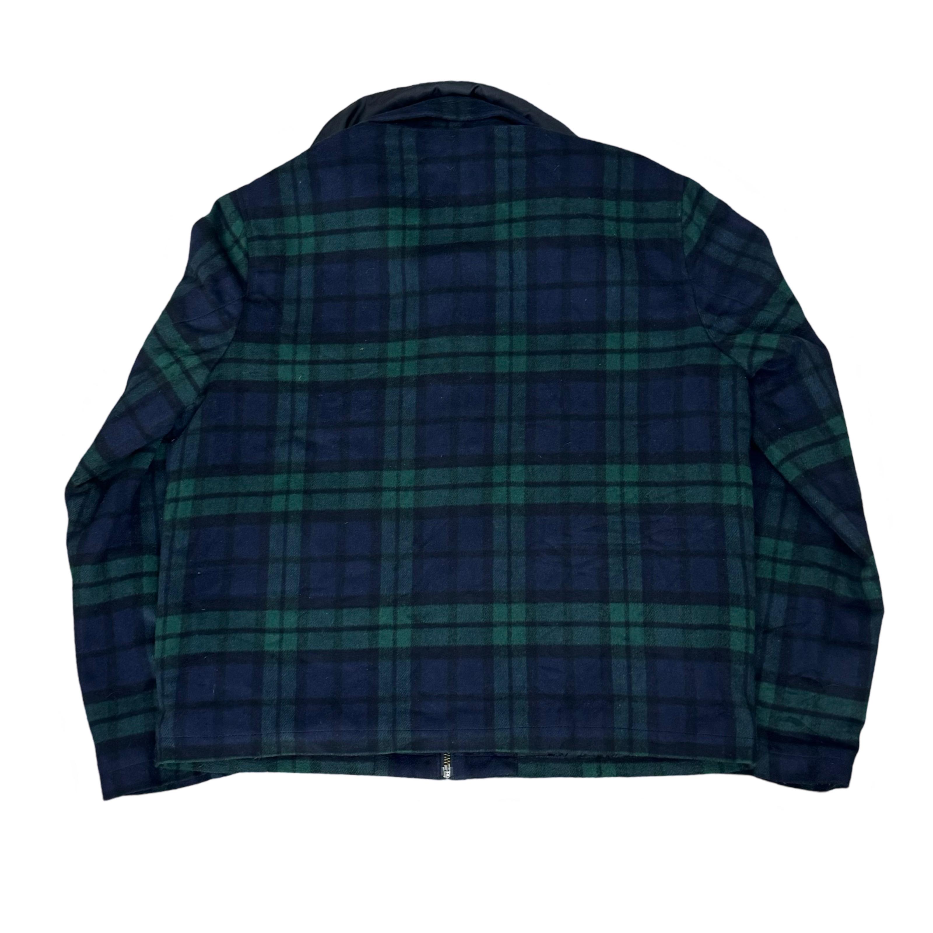 French Connection Blue/Green Check Wool Blend Winter Jacket | Large