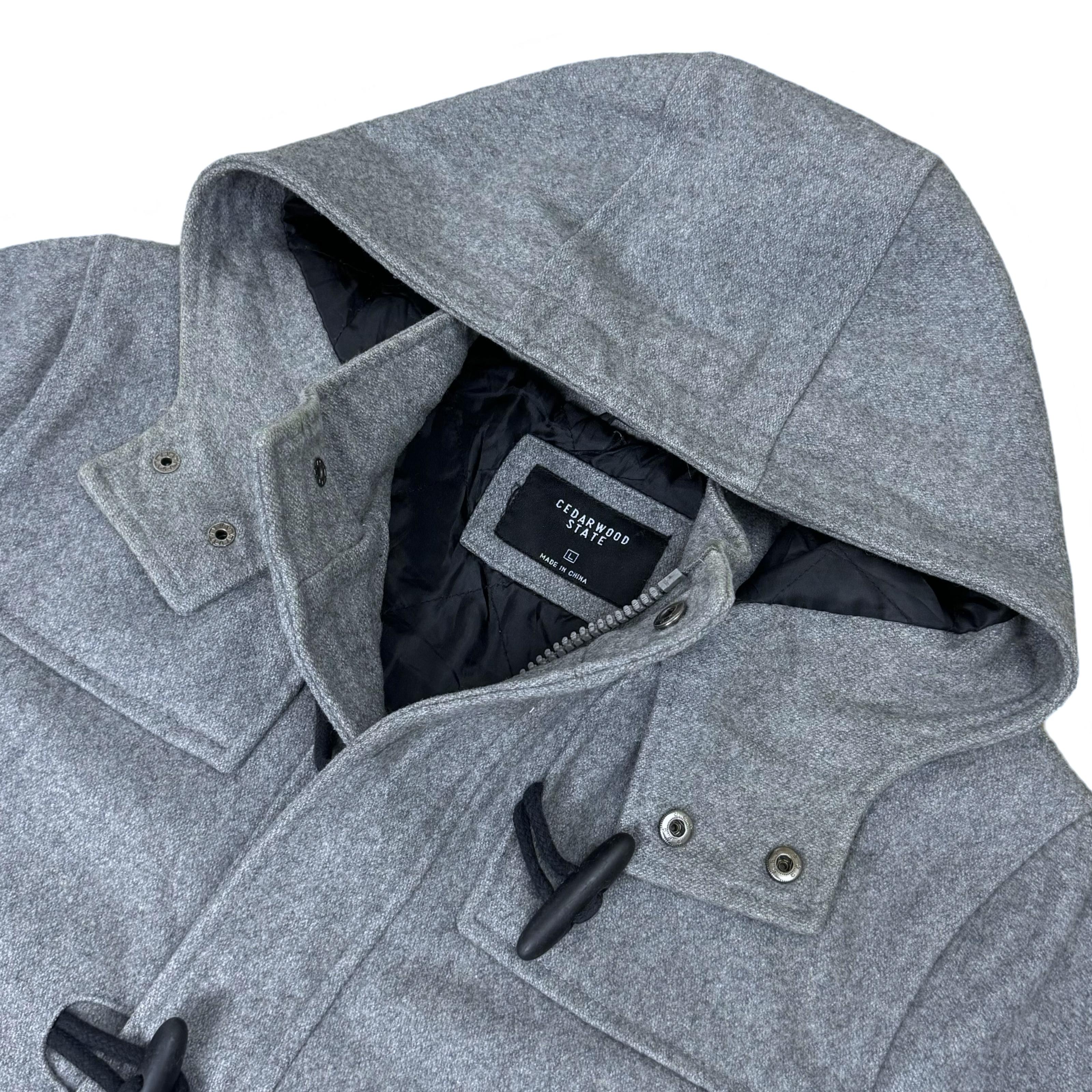 Cedarwood State Ash Grey Wool Blend Hooded Trench Coat | Large