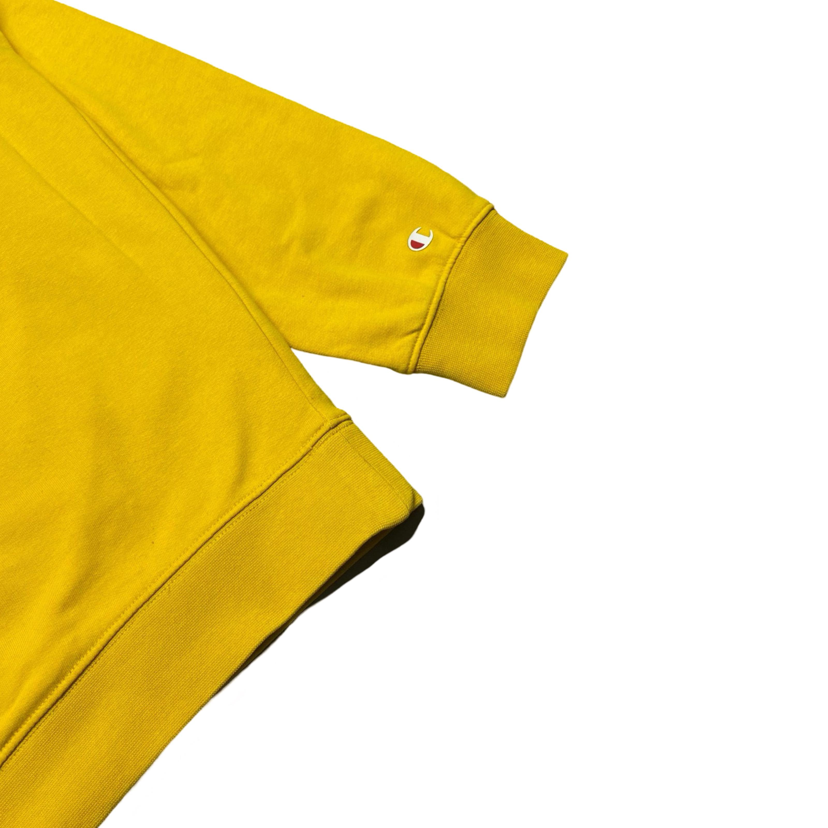 Champion Yellow Crewneck Sweatshirt with Embroidered Logo | Large