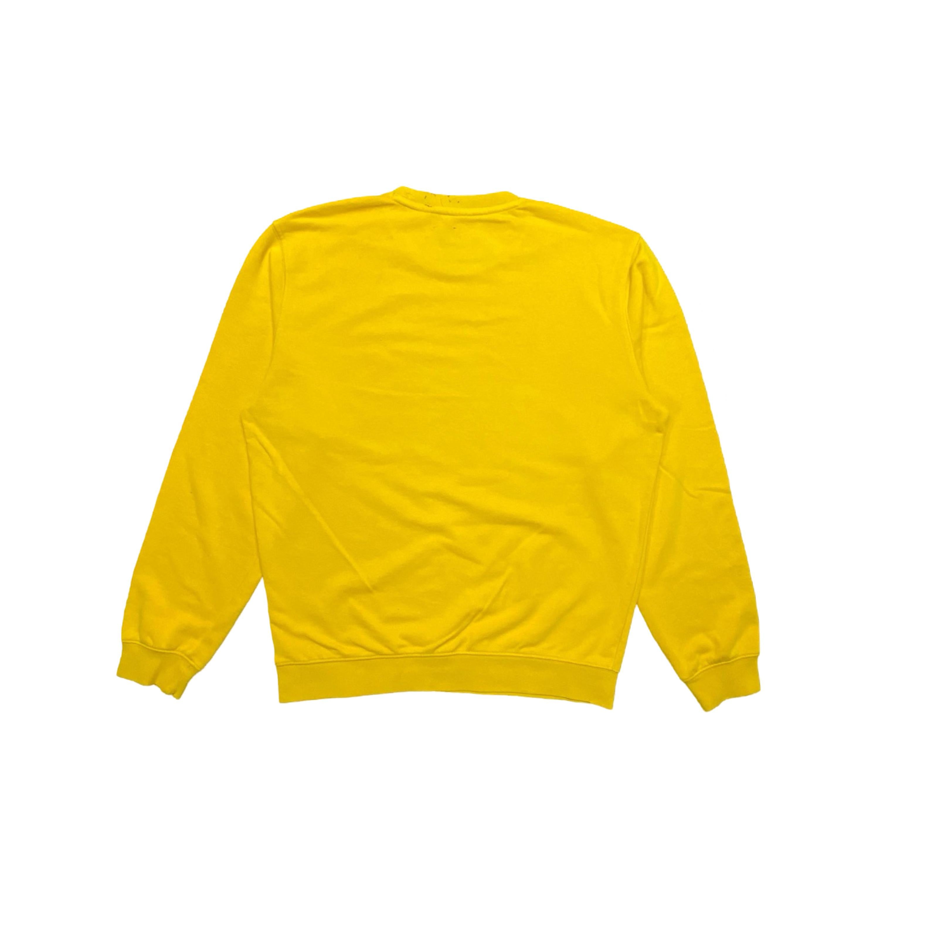 Champion Yellow Crewneck Sweatshirt with Embroidered Logo | Large