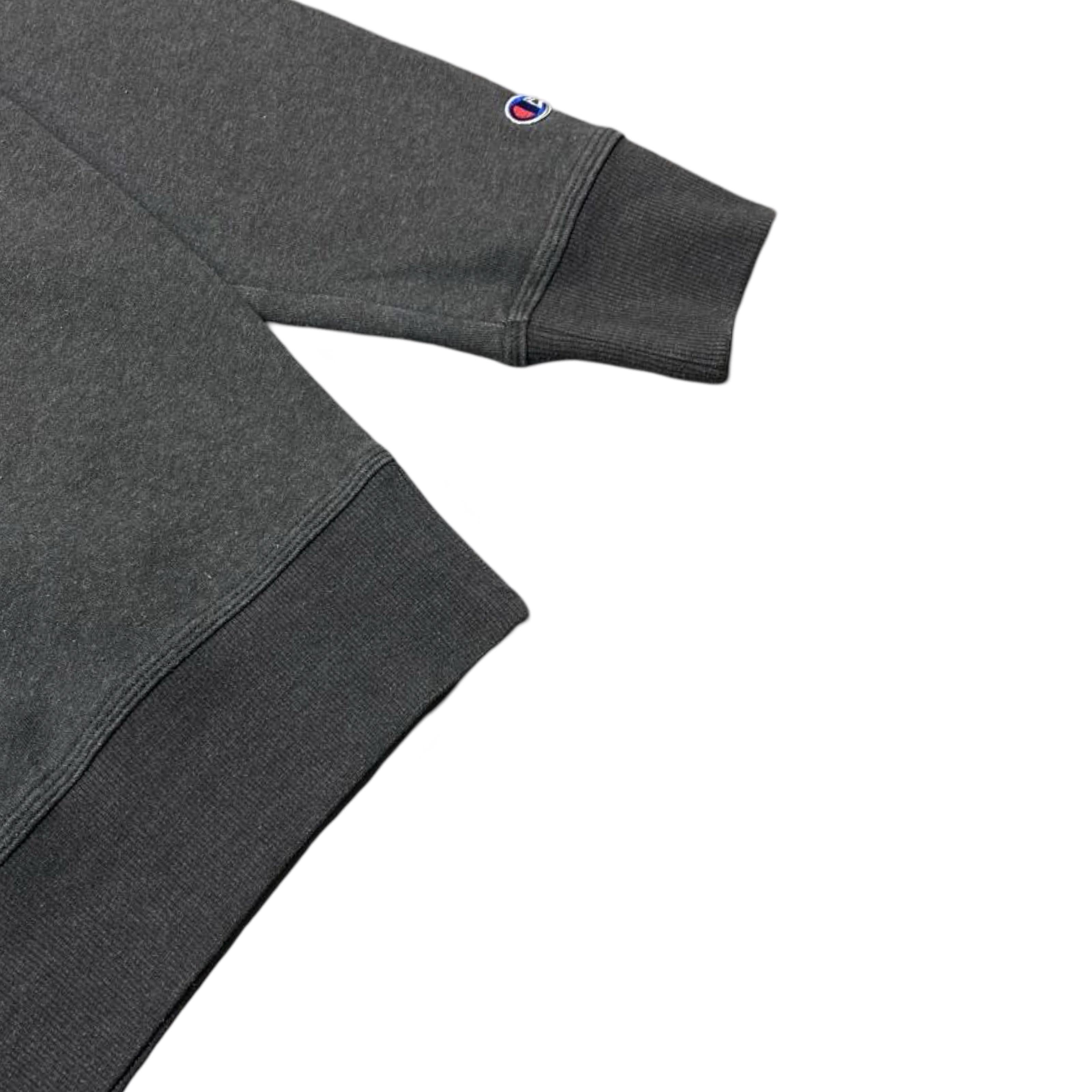 Champion Gray Crew Neck Sweatshirt with Subtle Logo Embroidery | Medium