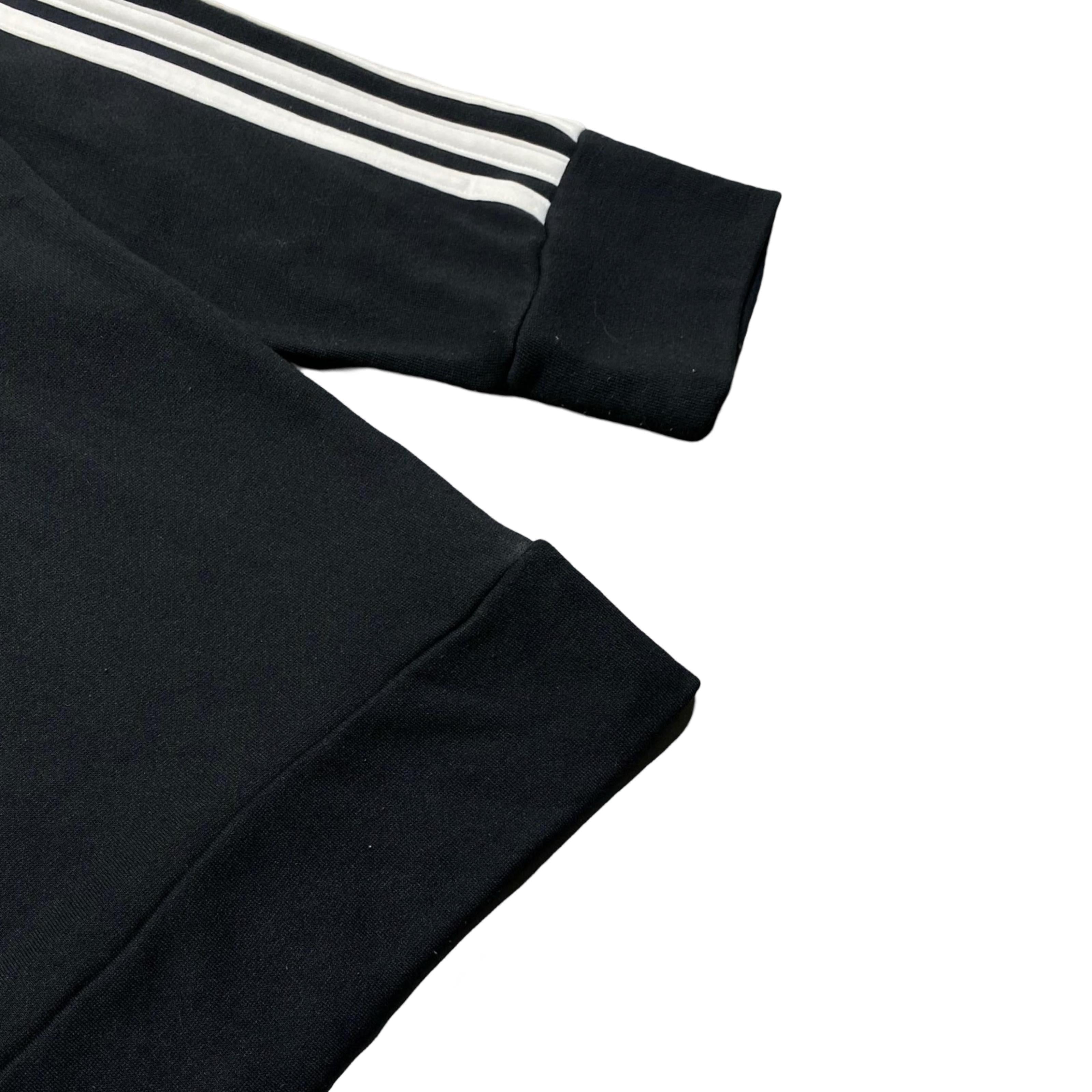 Adidas Black Crew Neck Sweatshirt with Signature 3-Stripe Sleeves | Medium