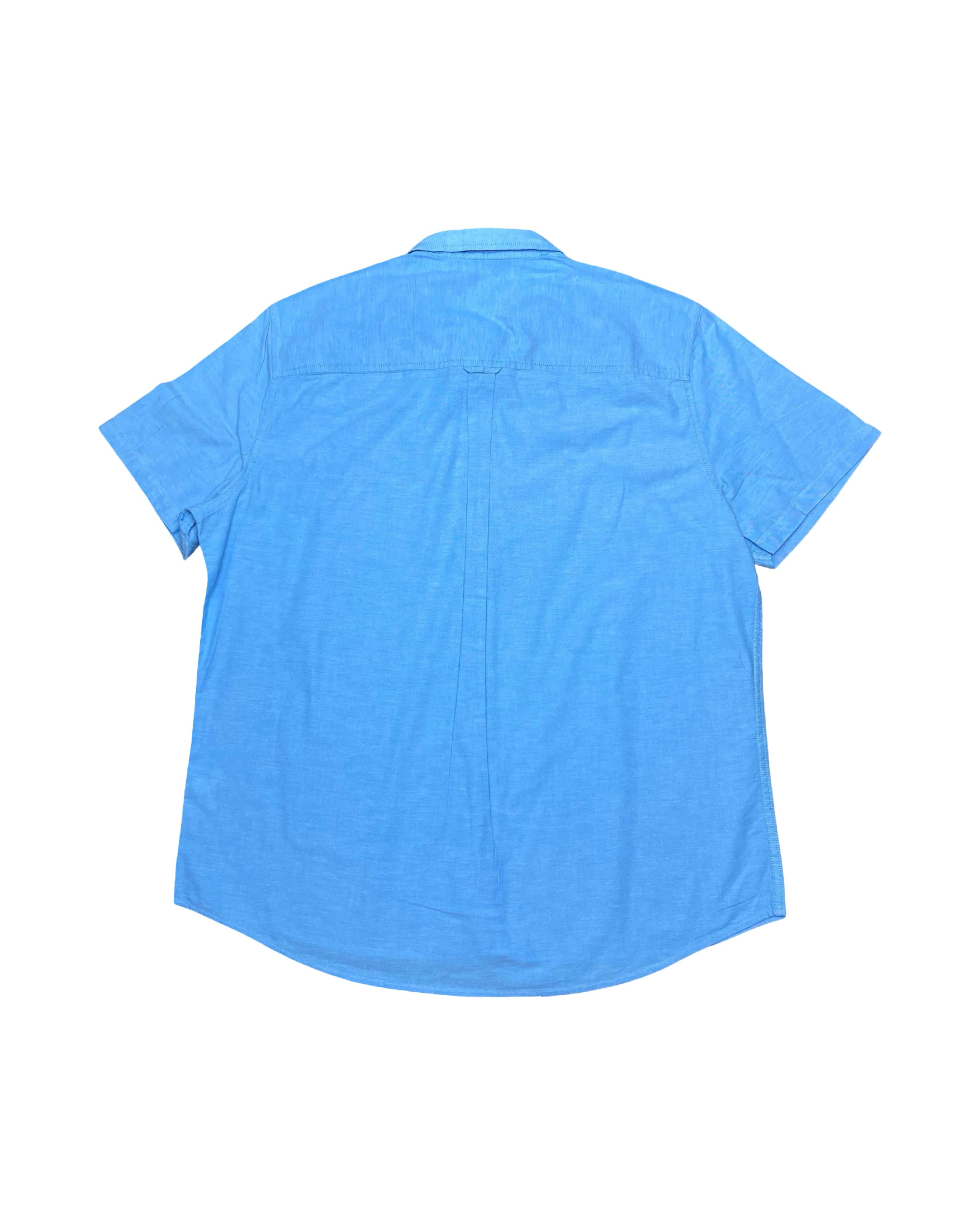 Burton London Blue Oxford Short Sleeve Shirt | XL | Chest 25”