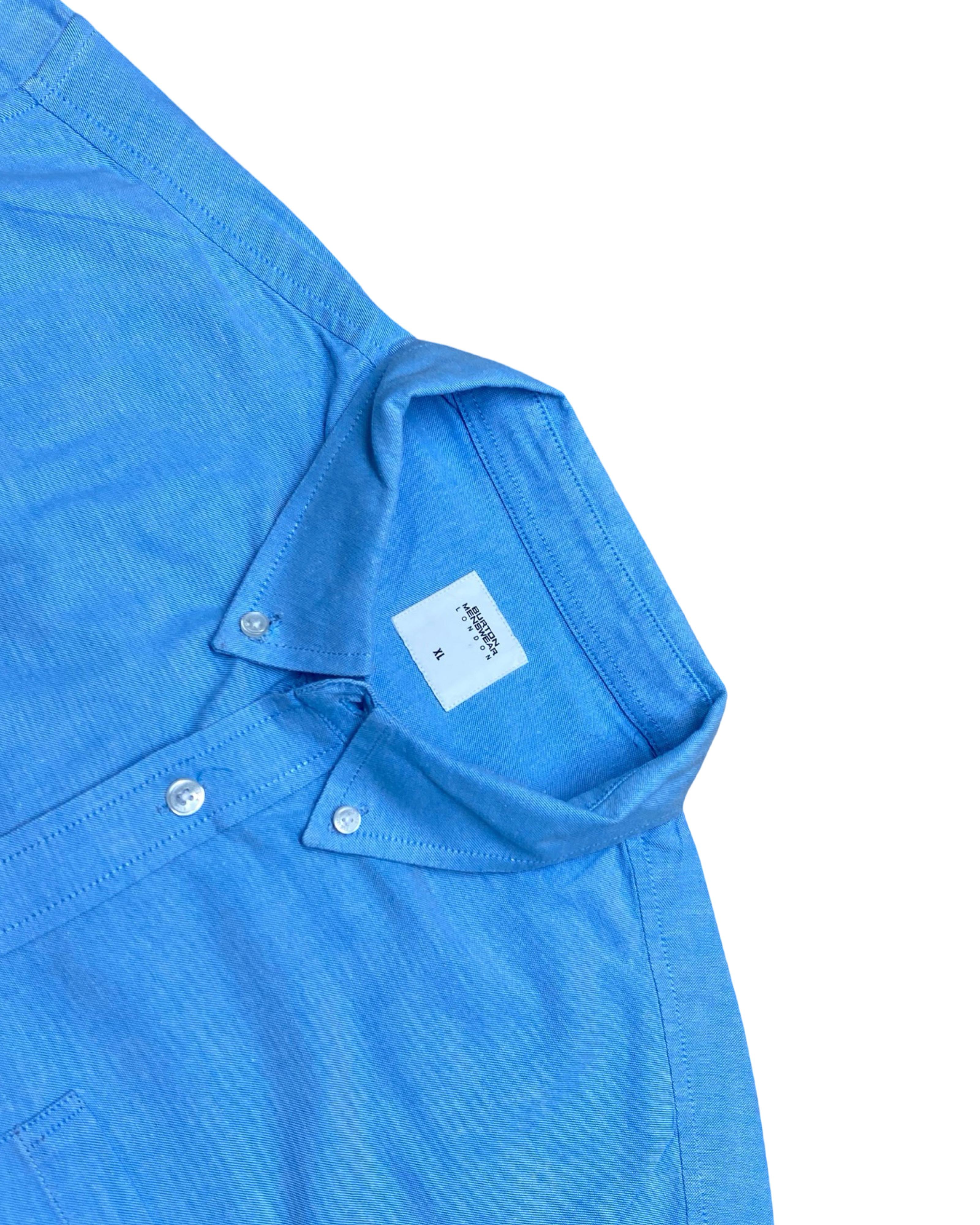 Burton London Blue Oxford Short Sleeve Shirt | XL | Chest 25”