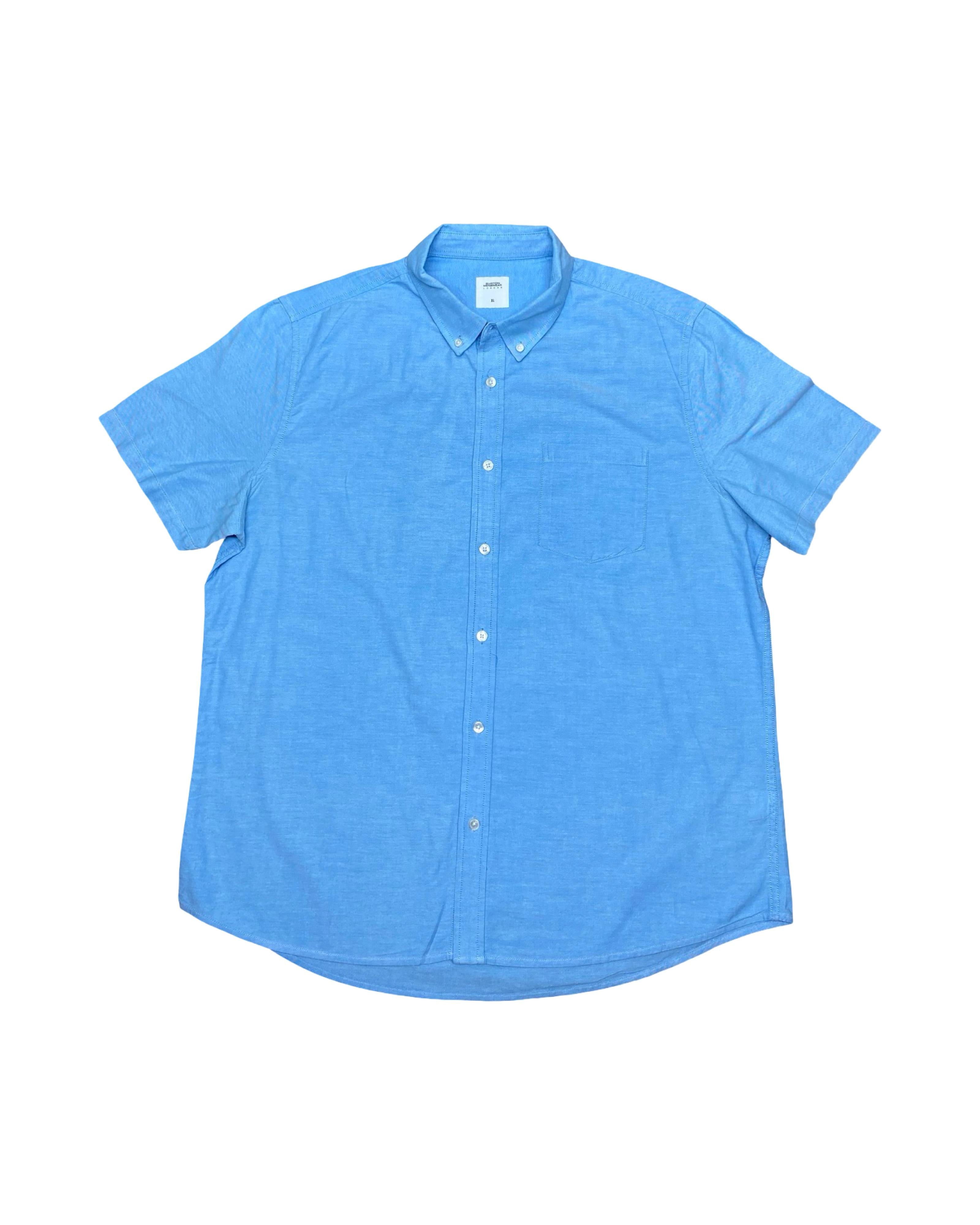 Burton London Blue Oxford Short Sleeve Shirt | XL | Chest 25”
