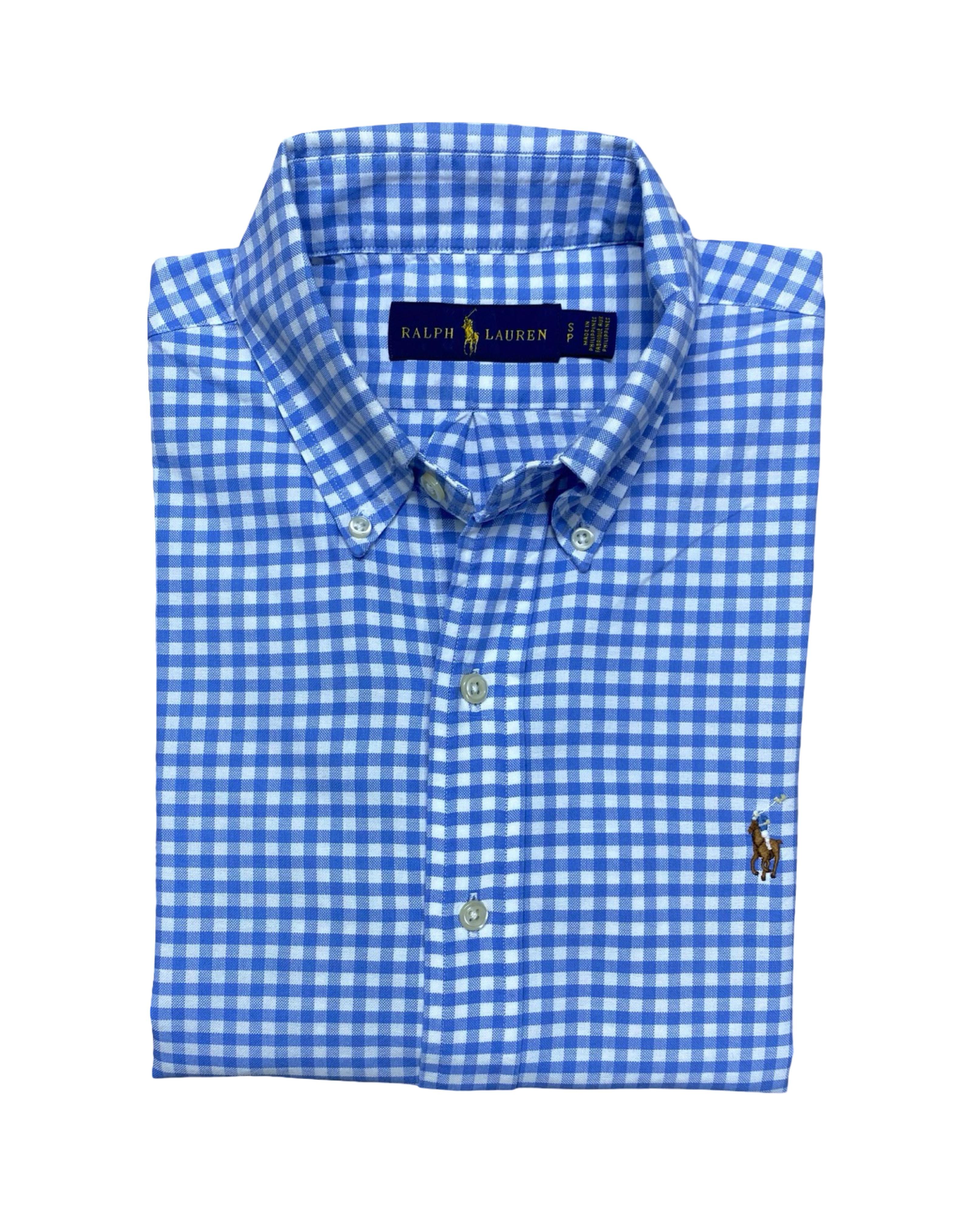 Polo Ralph Lauren Blue Gingham Shirt | Medium | Chest 21.5”