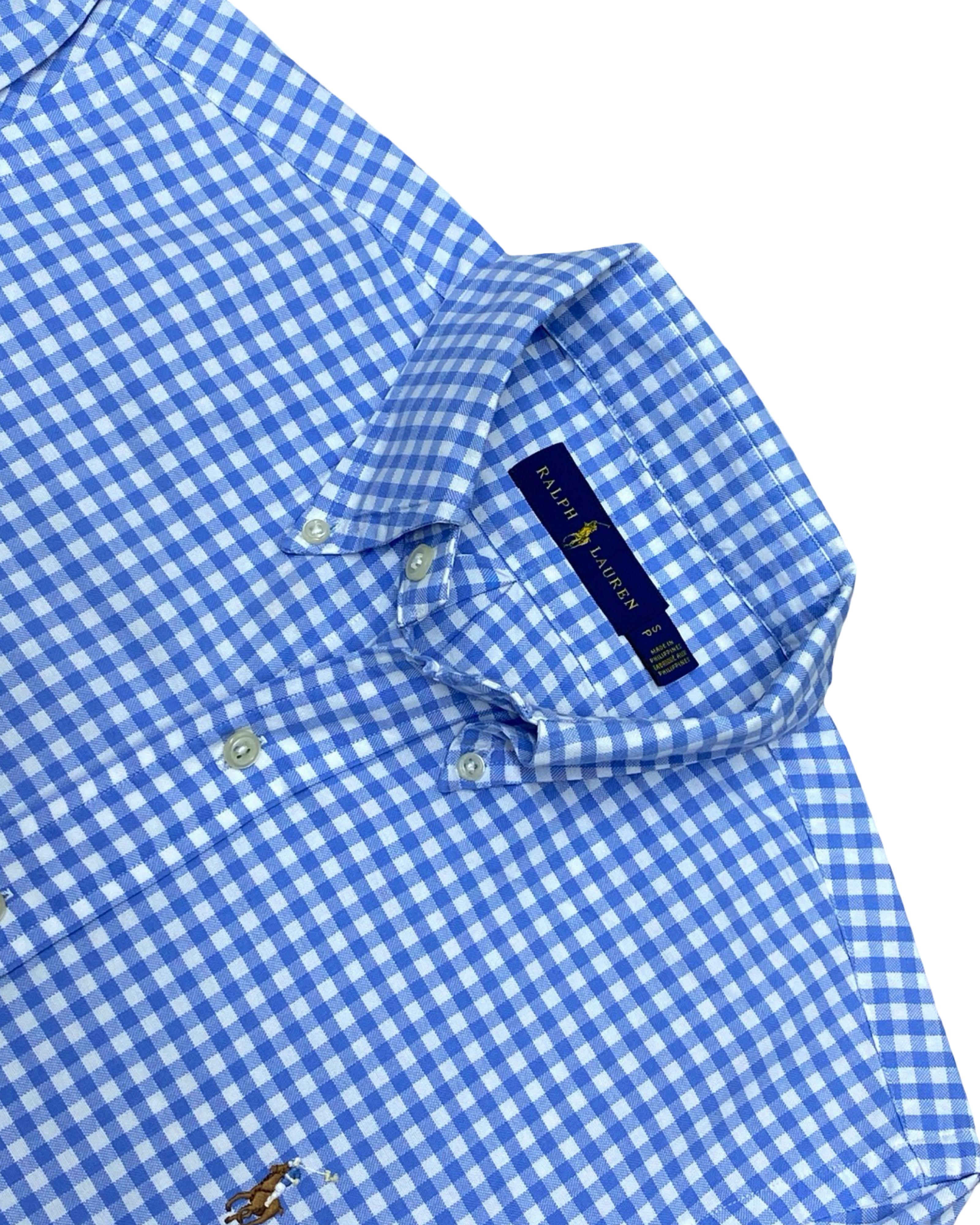 Polo Ralph Lauren Blue Gingham Shirt | Medium | Chest 21.5”