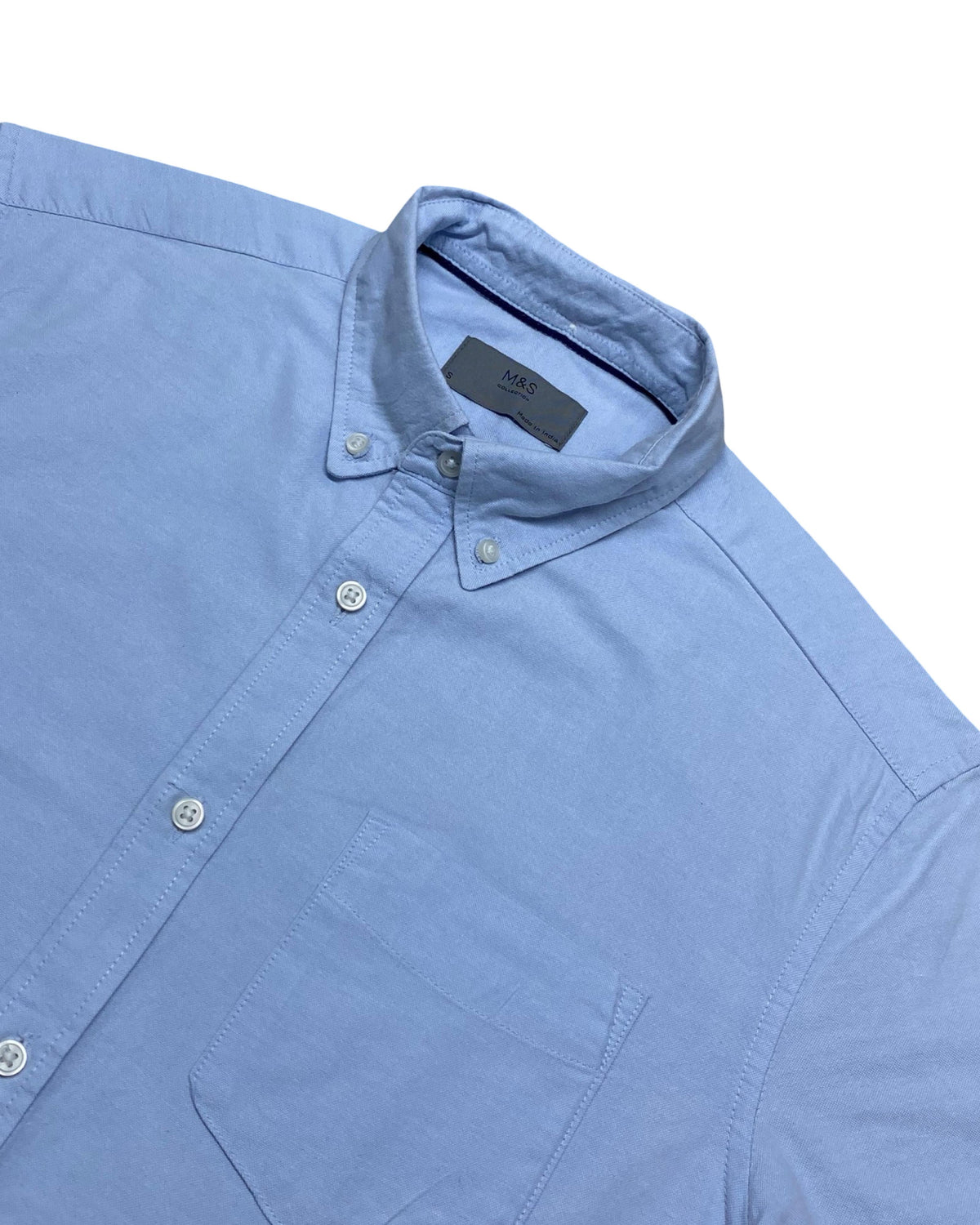 M&S Collection Light Blue Short Sleeve Shirt | Small | Chest 20.5”
