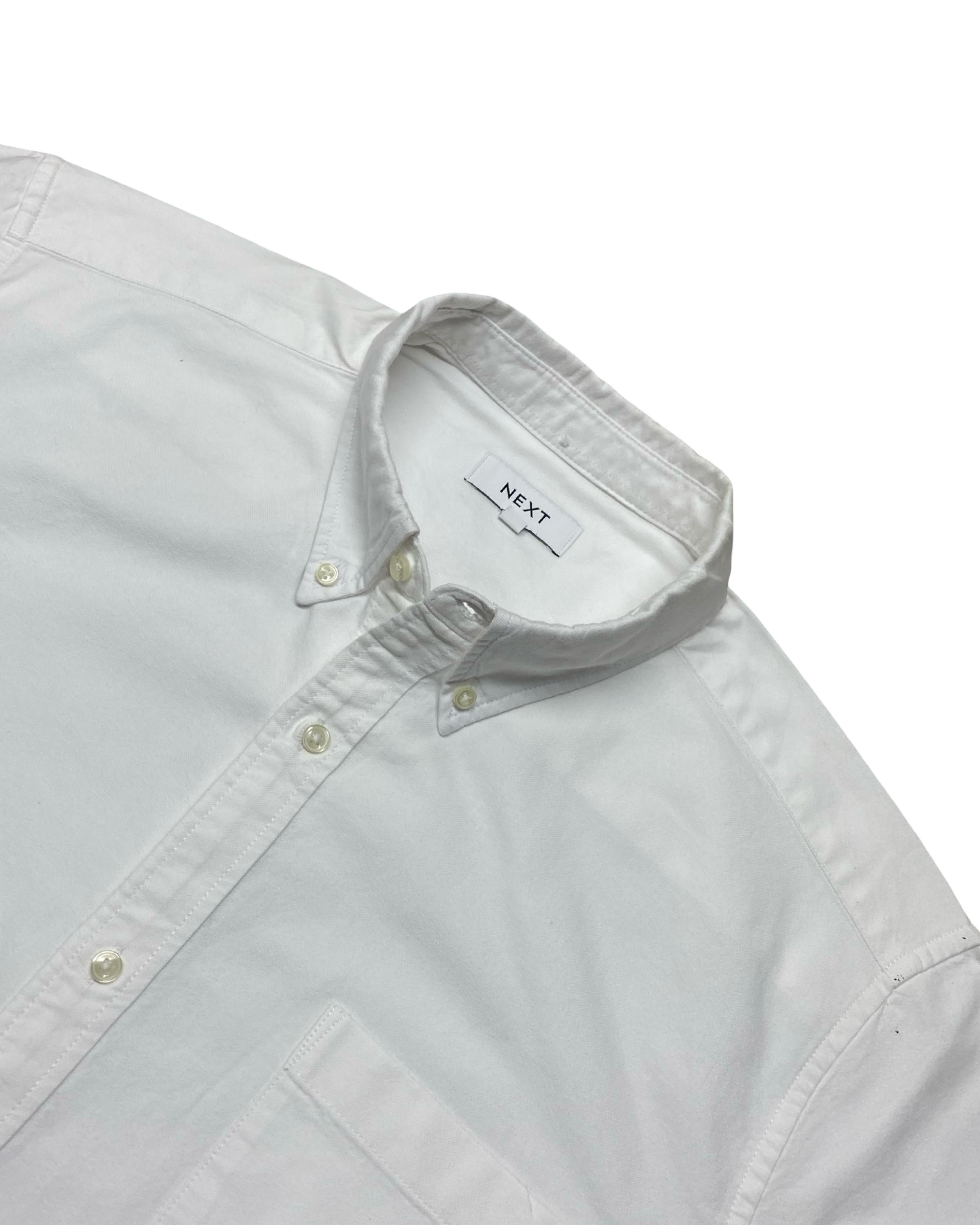 Next White Oxford Short Sleeve Shirt | Size Large | Chest 24”