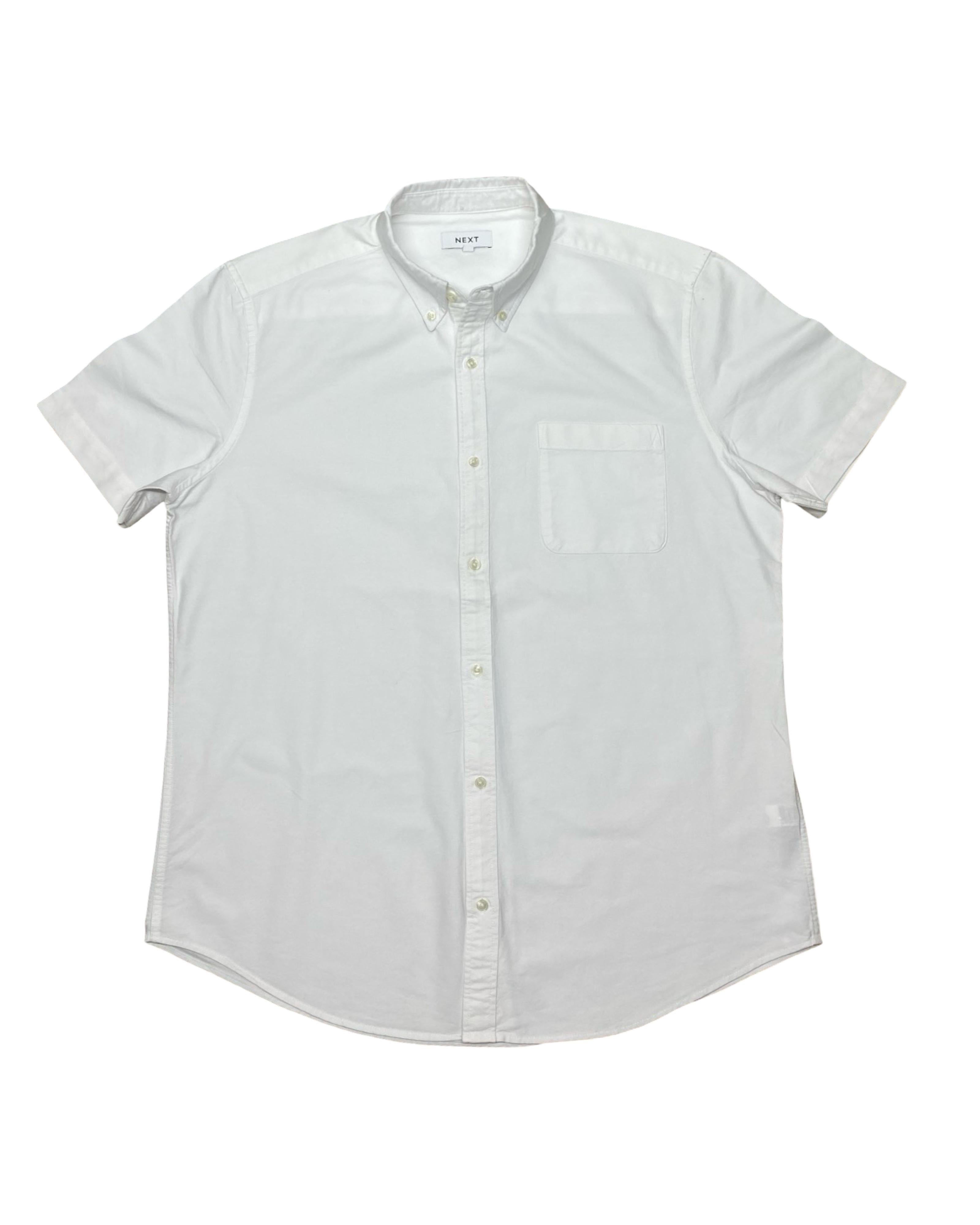 Next White Oxford Short Sleeve Shirt | Size Large | Chest 24”