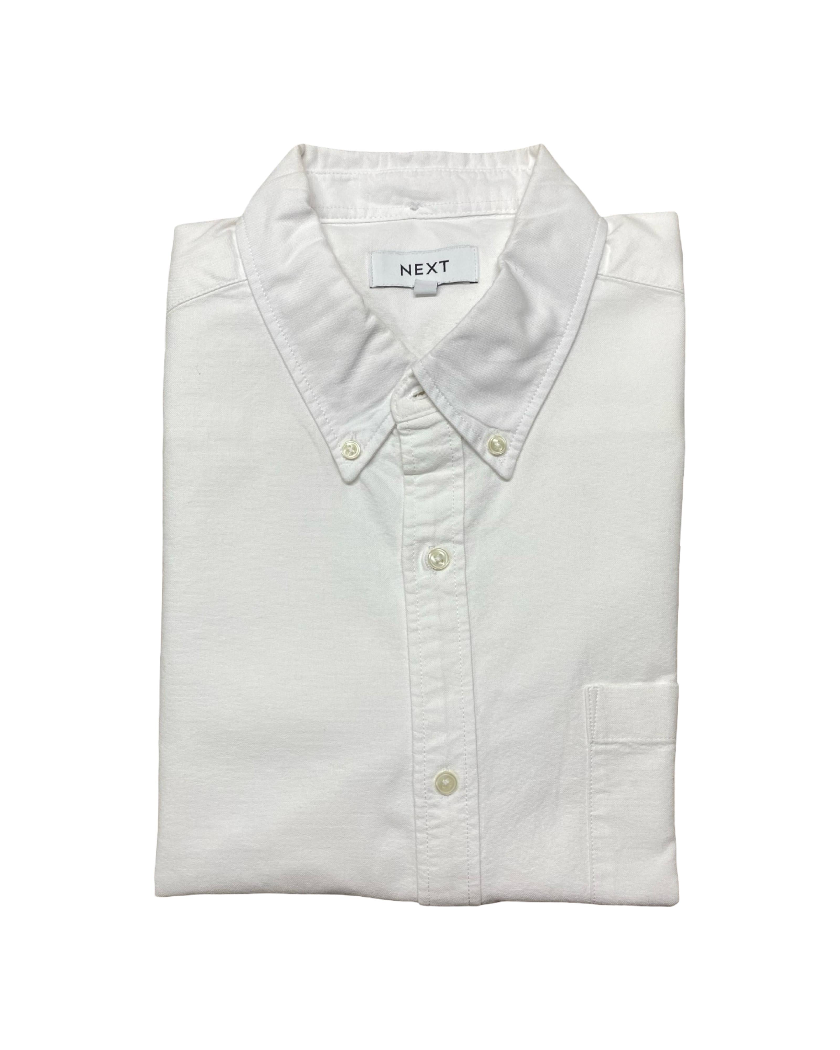 Next White Oxford Short Sleeve Shirt | Size Large | Chest 24”
