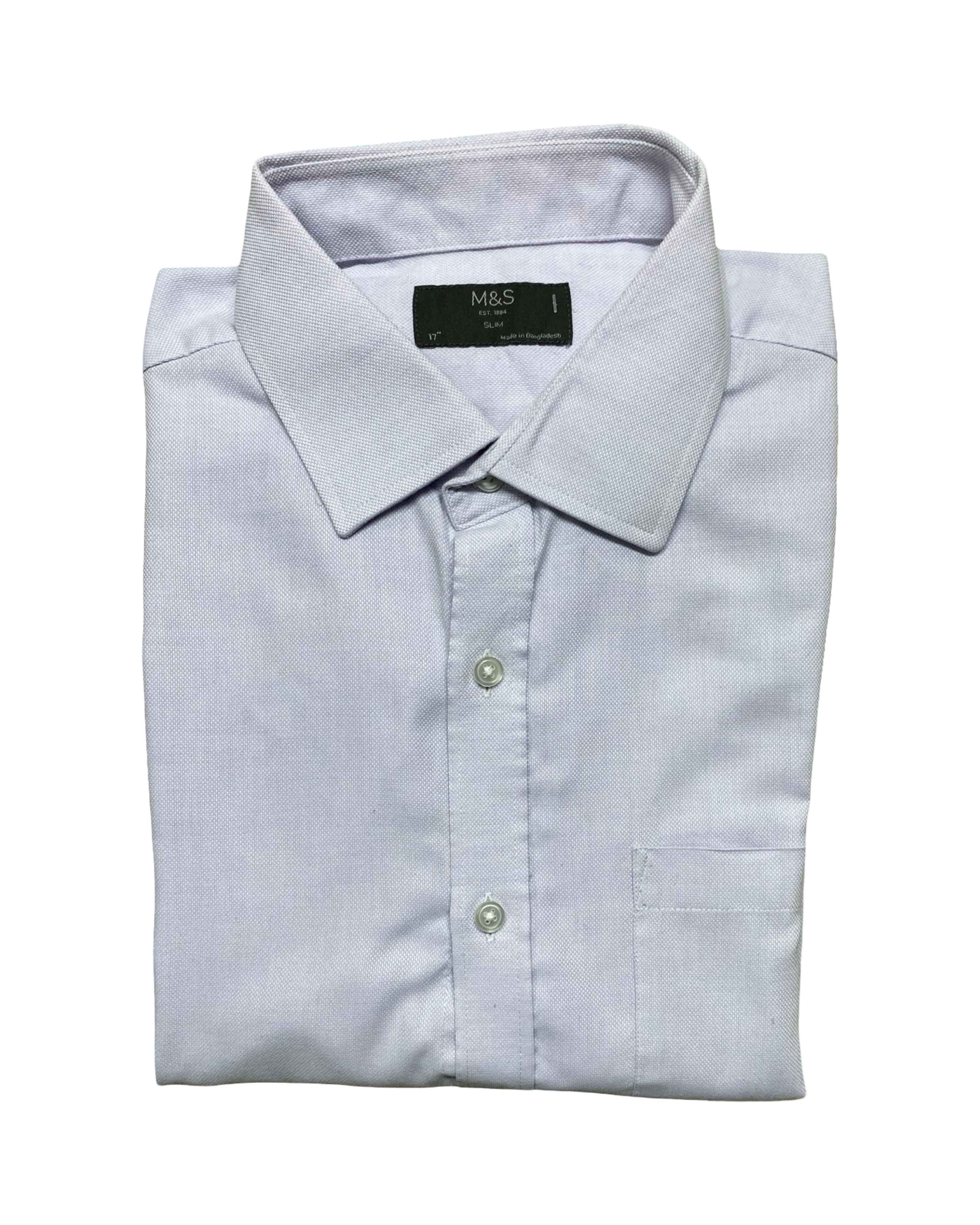 M&S Light Blue Button-Up Shirt | Large | Chest 23”