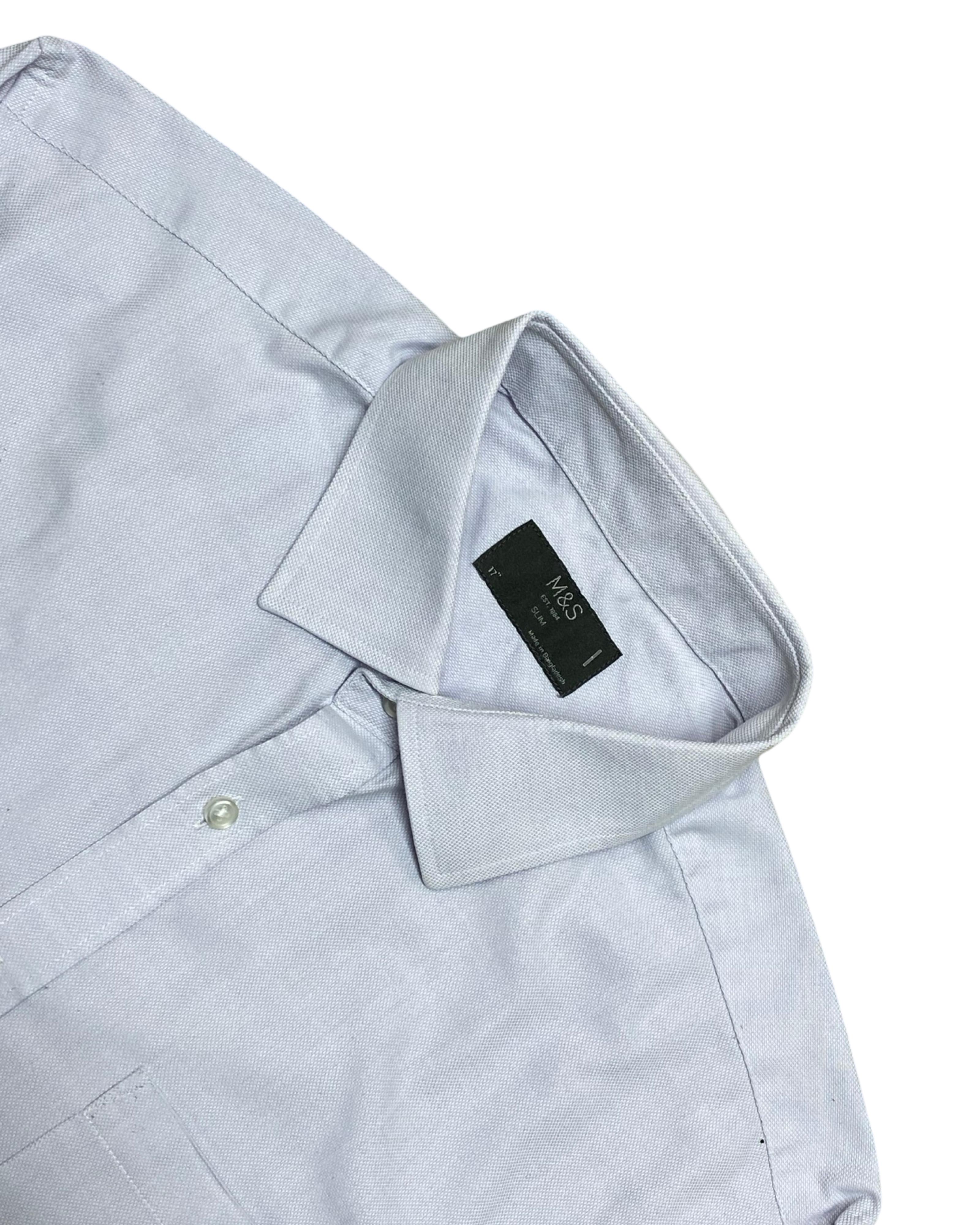 M&S Light Blue Button-Up Shirt | Large | Chest 23”