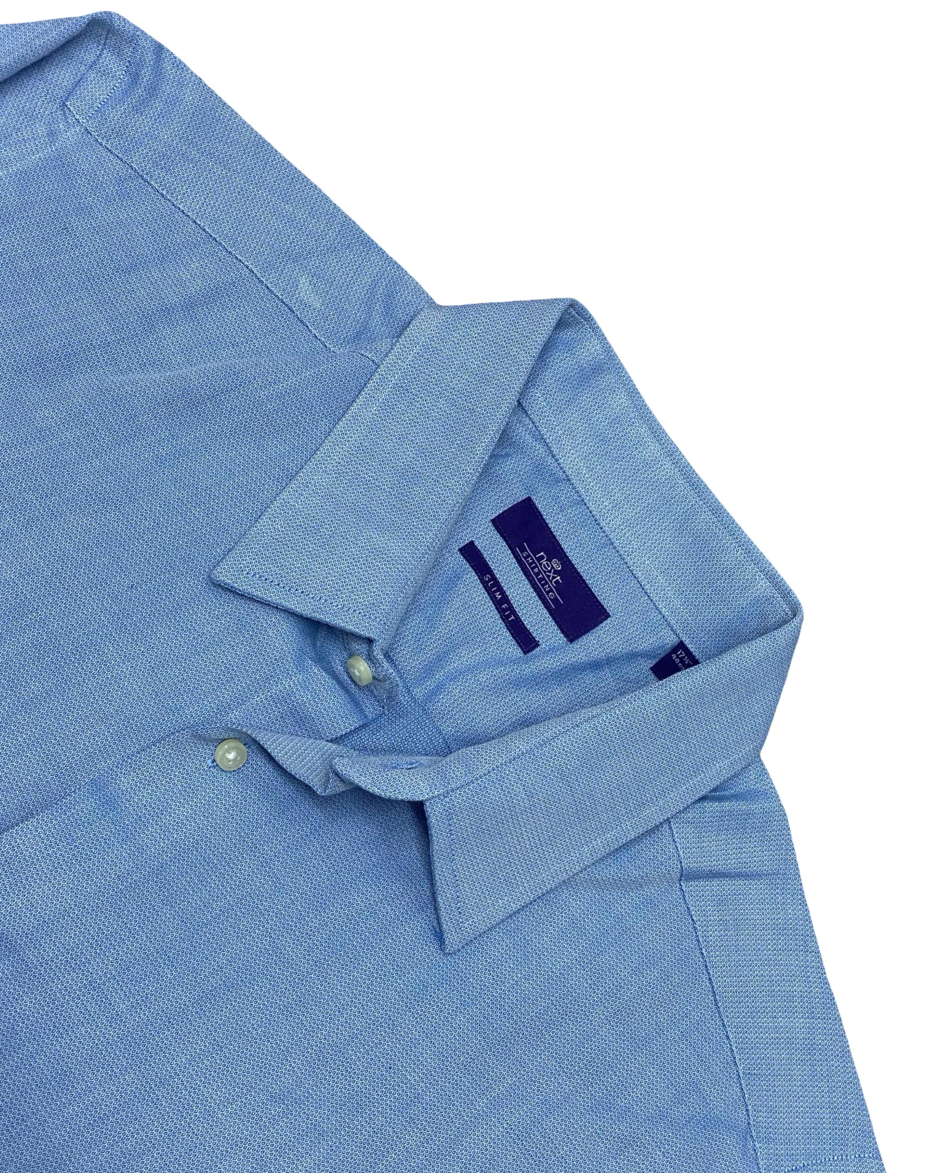 Next Blue Textured Shirt | Large | Chest 25”