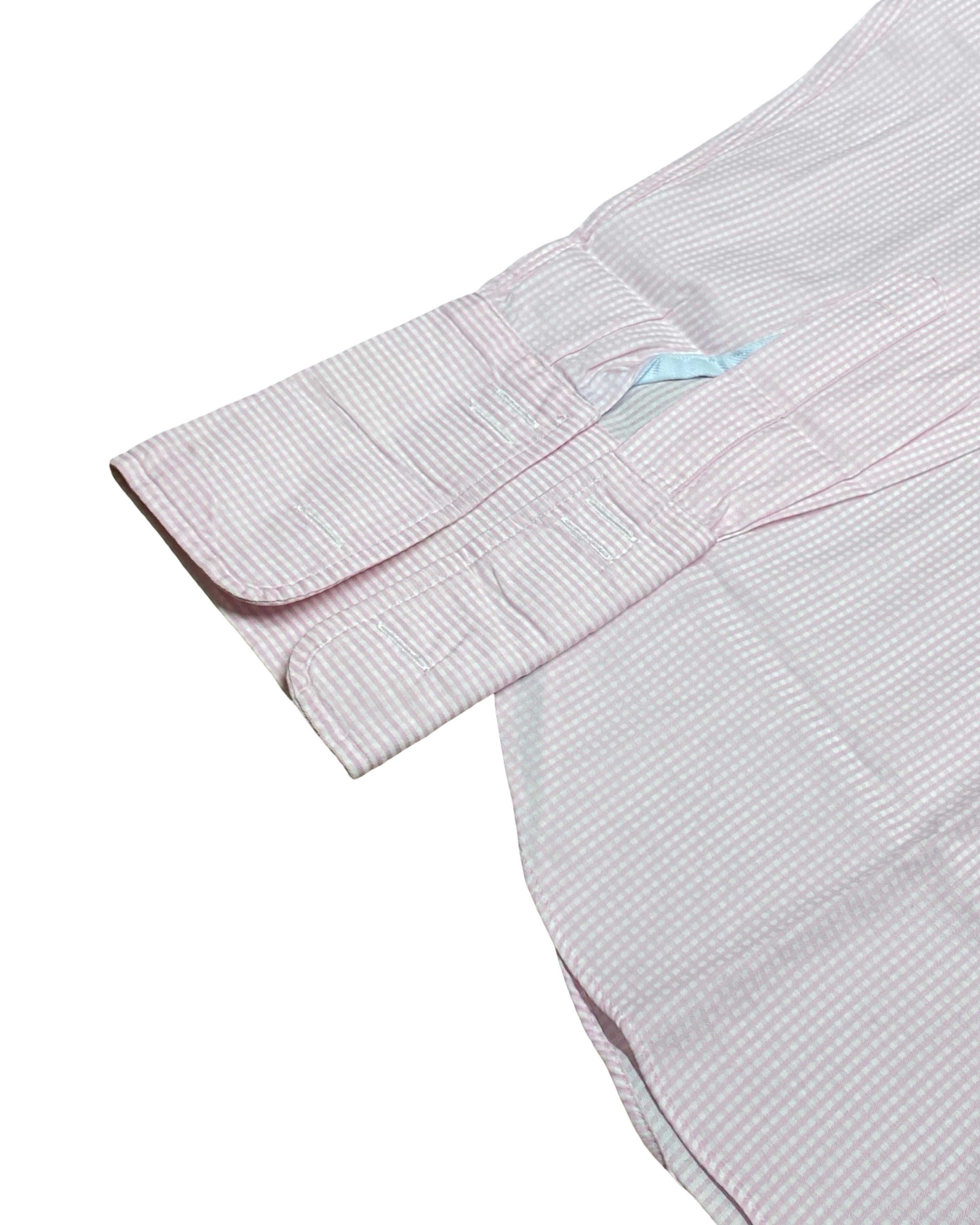 M&S Pink Microcheck Shirt | Medium | Chest 22.5”