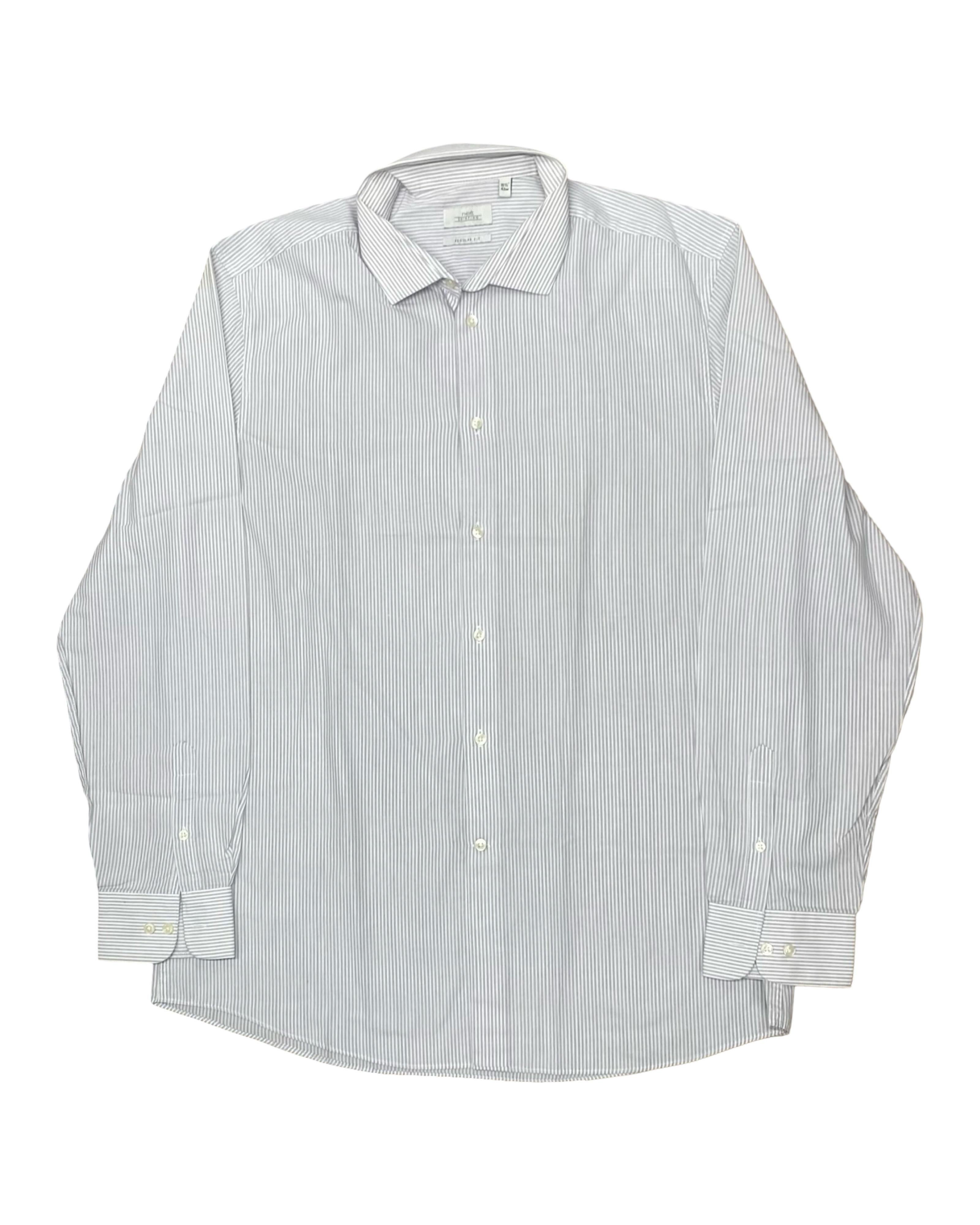 Next Signature Grey Pinstripe Shirt | Large | Chest 23.5”