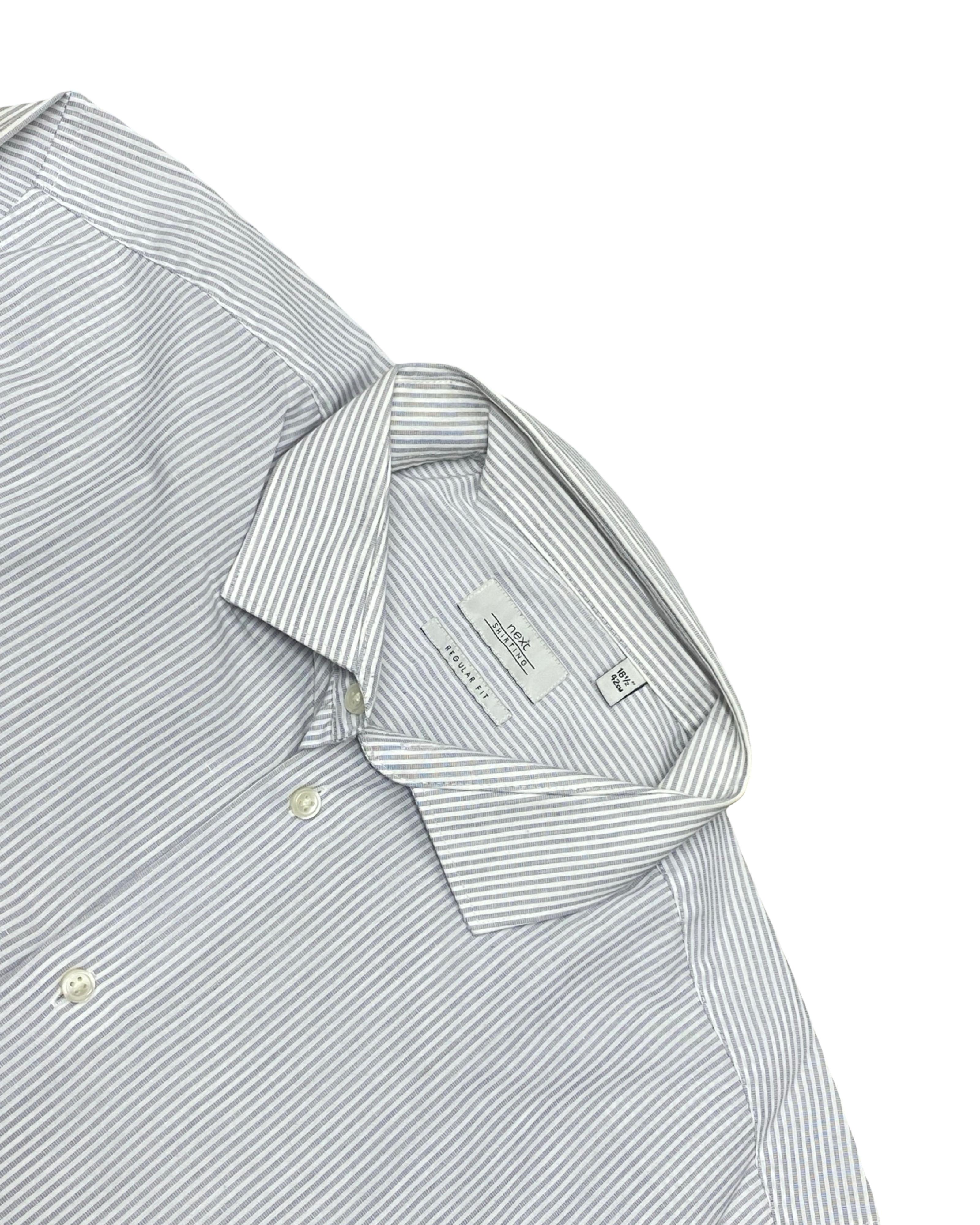 Next Signature Grey Pinstripe Shirt | Large | Chest 23.5”