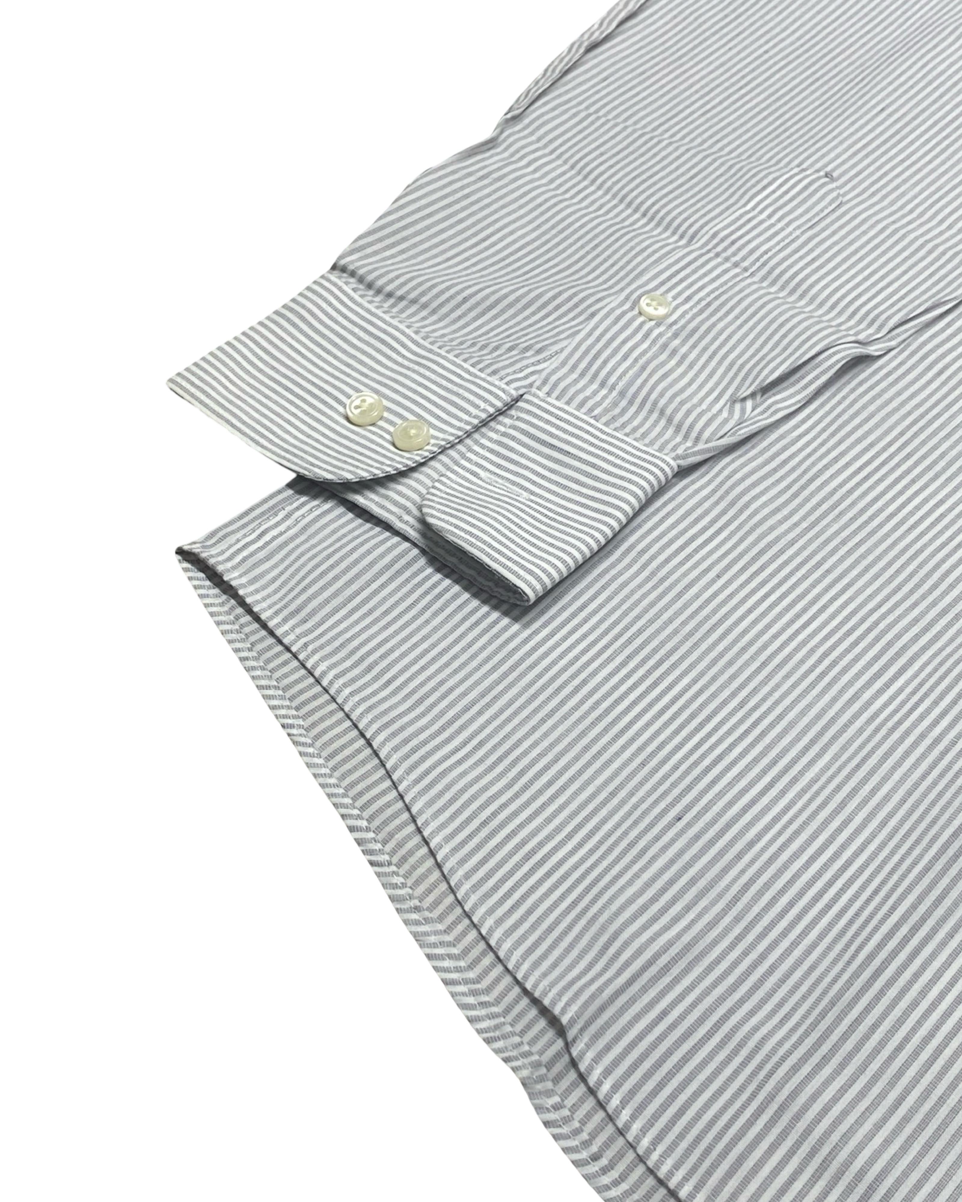 Next Signature Grey Pinstripe Shirt | Large | Chest 23.5”
