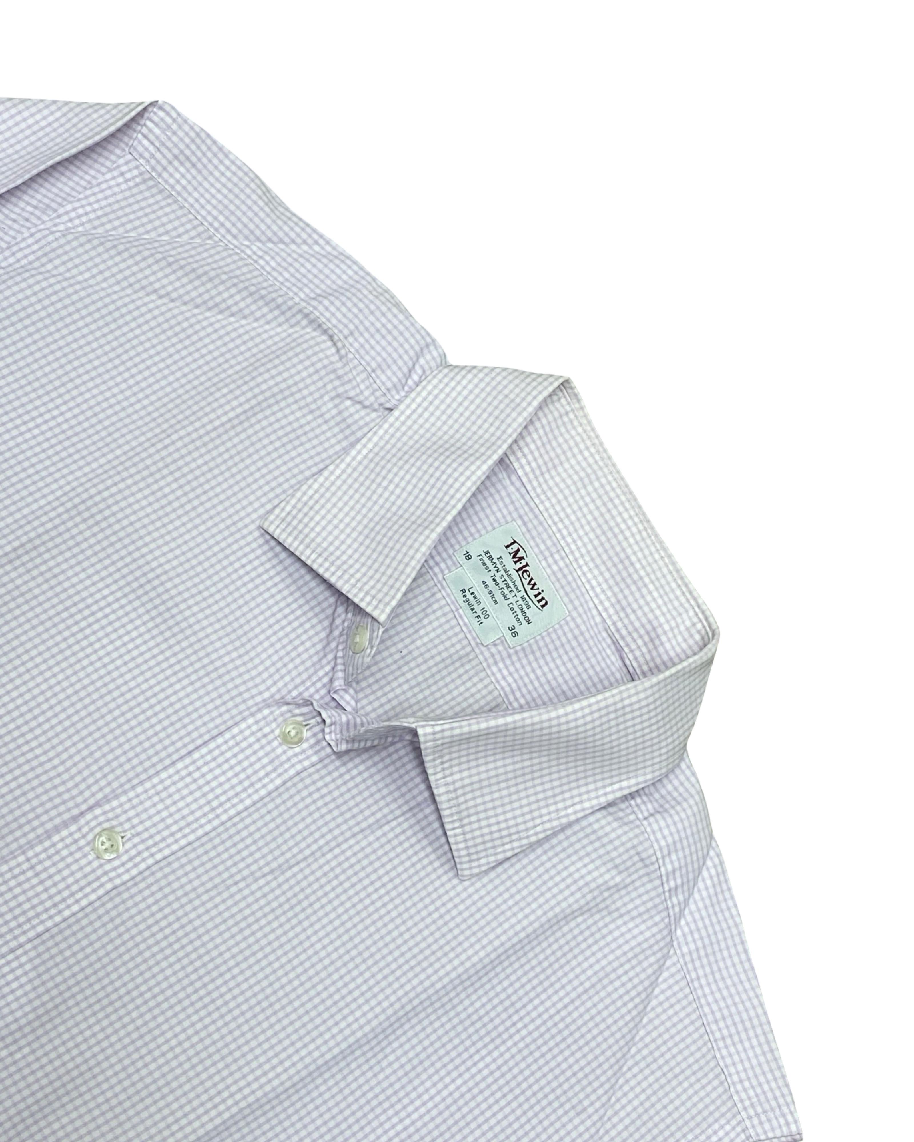 T.M. Lewin Lavender Microcheck Shirt | XL | Chest 27”
