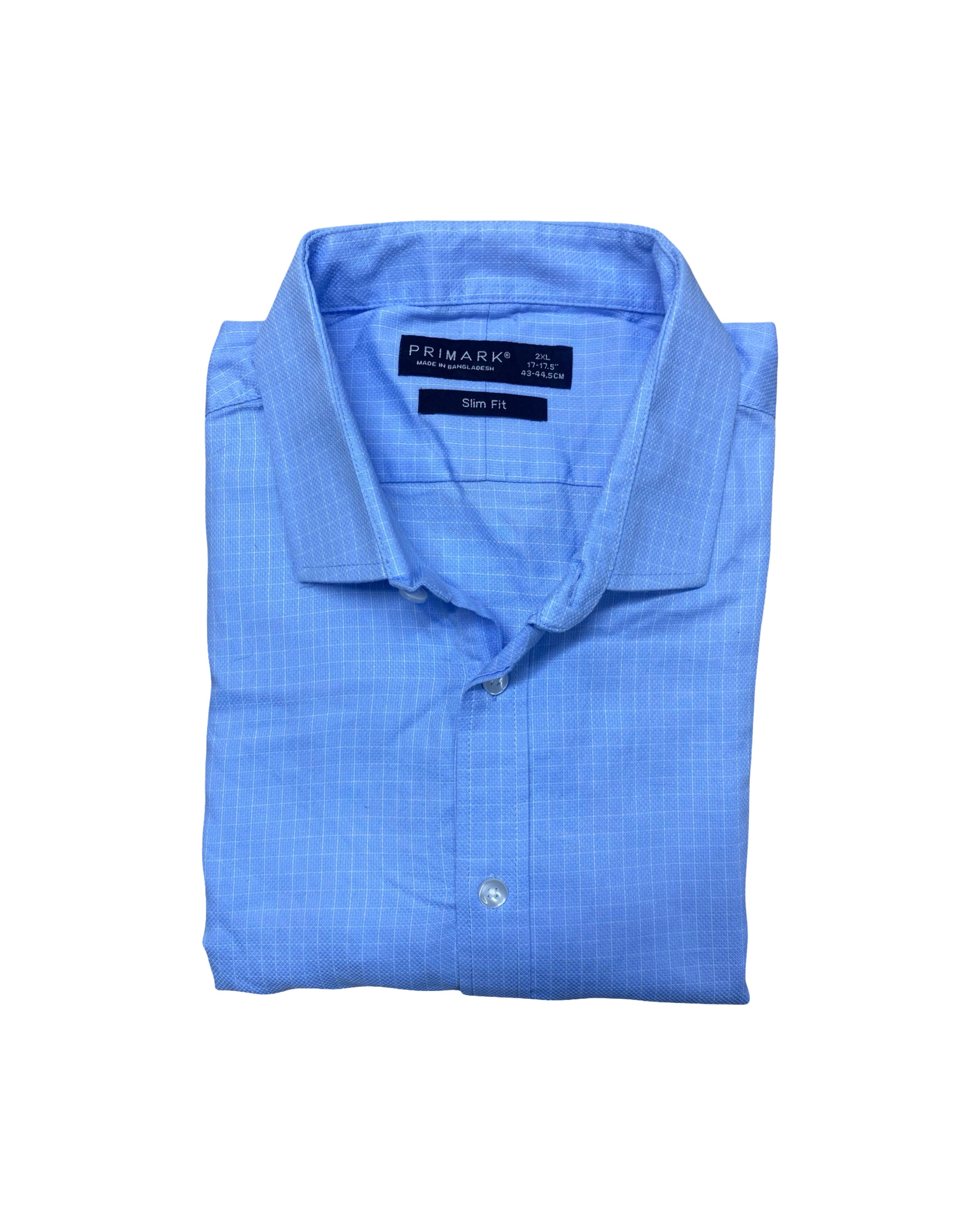 Primark Blue Grid Pattern Shirt | Large | Chest 24”