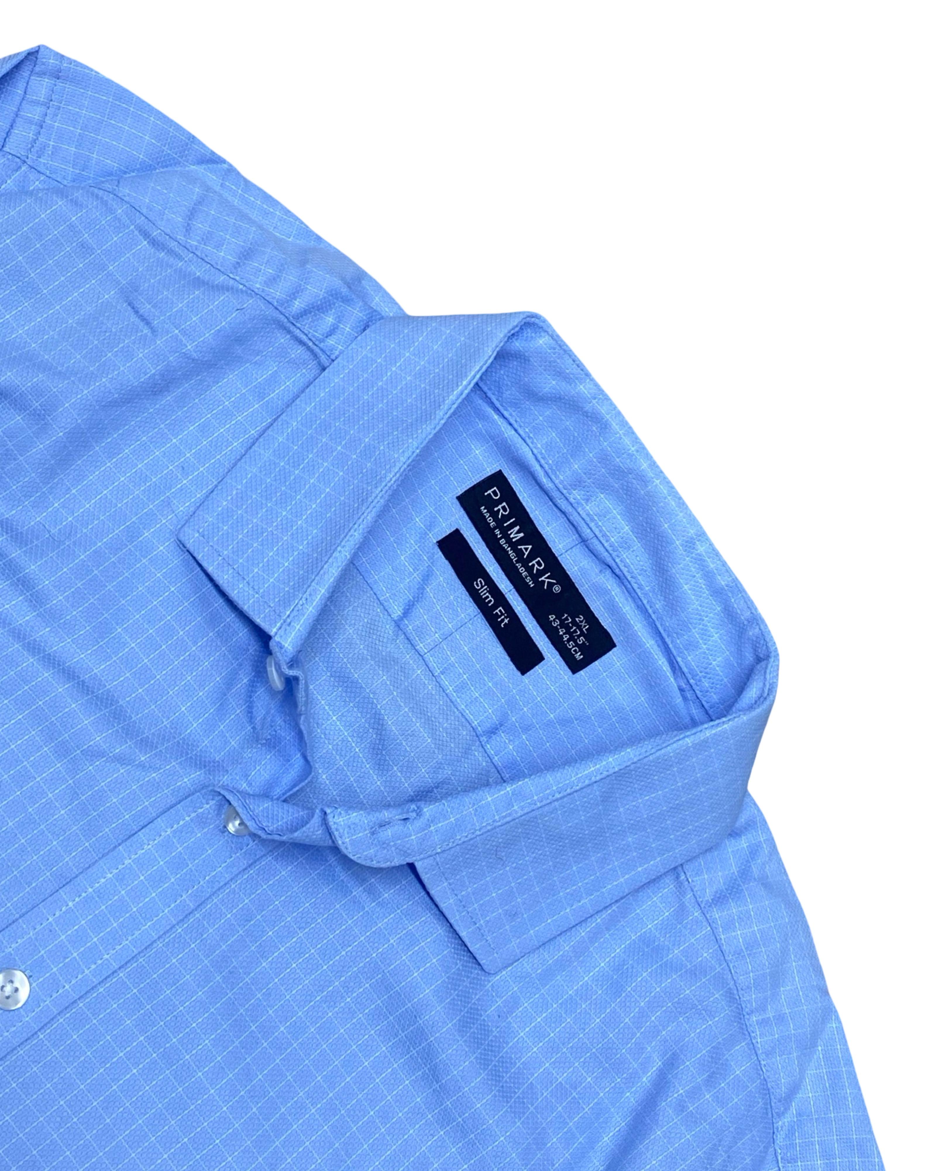 Primark Blue Grid Pattern Shirt | Large | Chest 24”