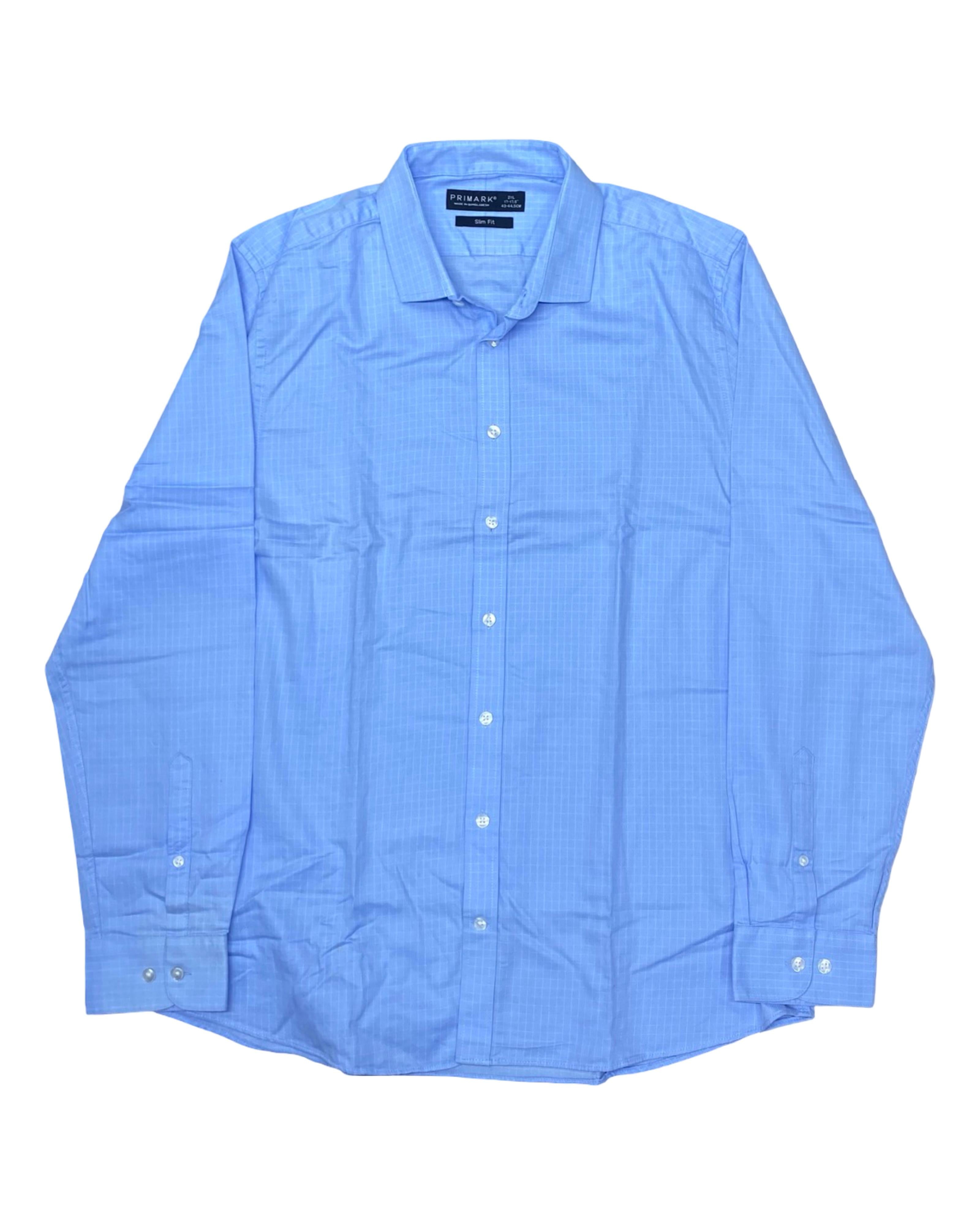 Primark Blue Grid Pattern Shirt | Large | Chest 24”