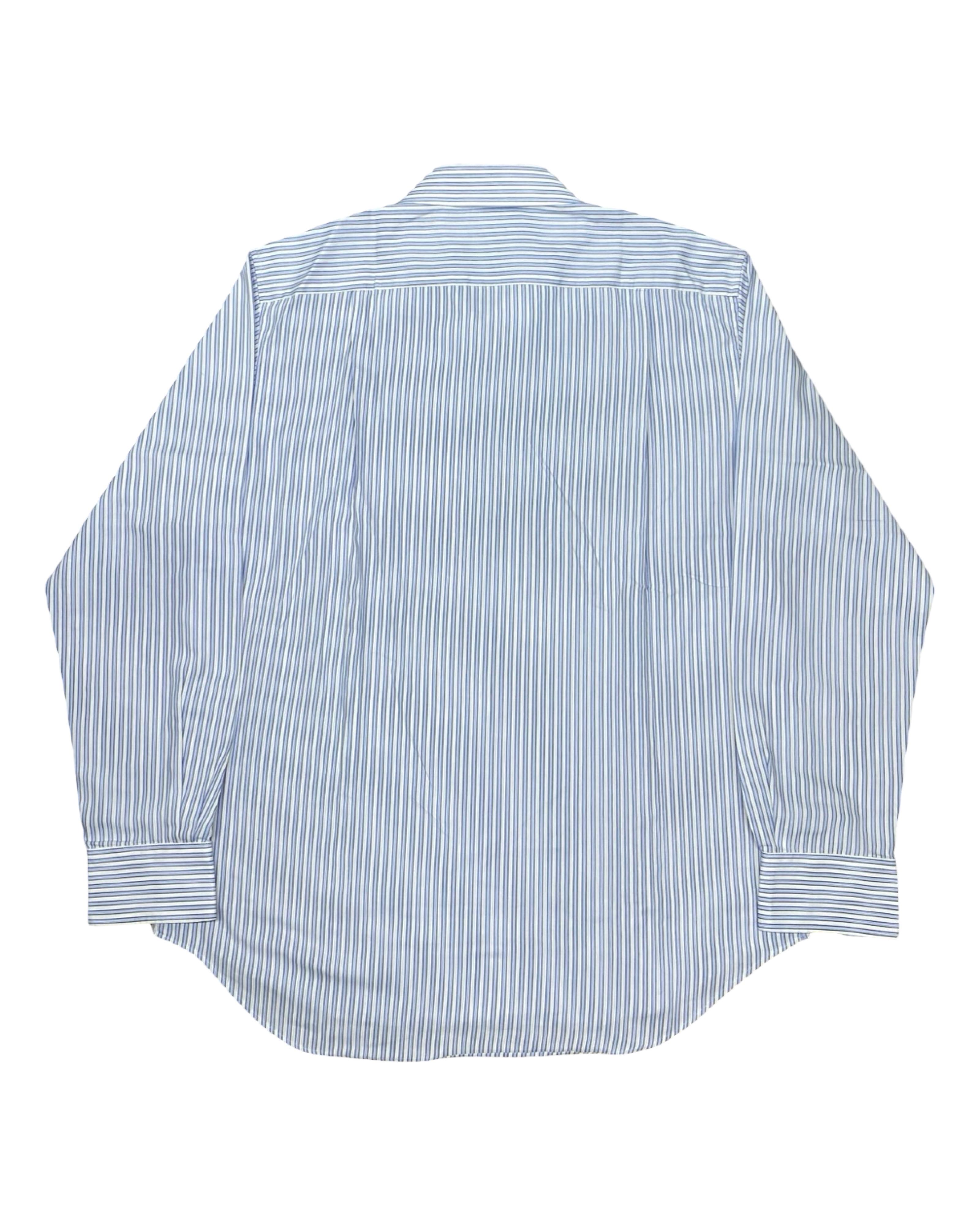 M&S Blue & White Striped Shirt | Large | Chest 25”