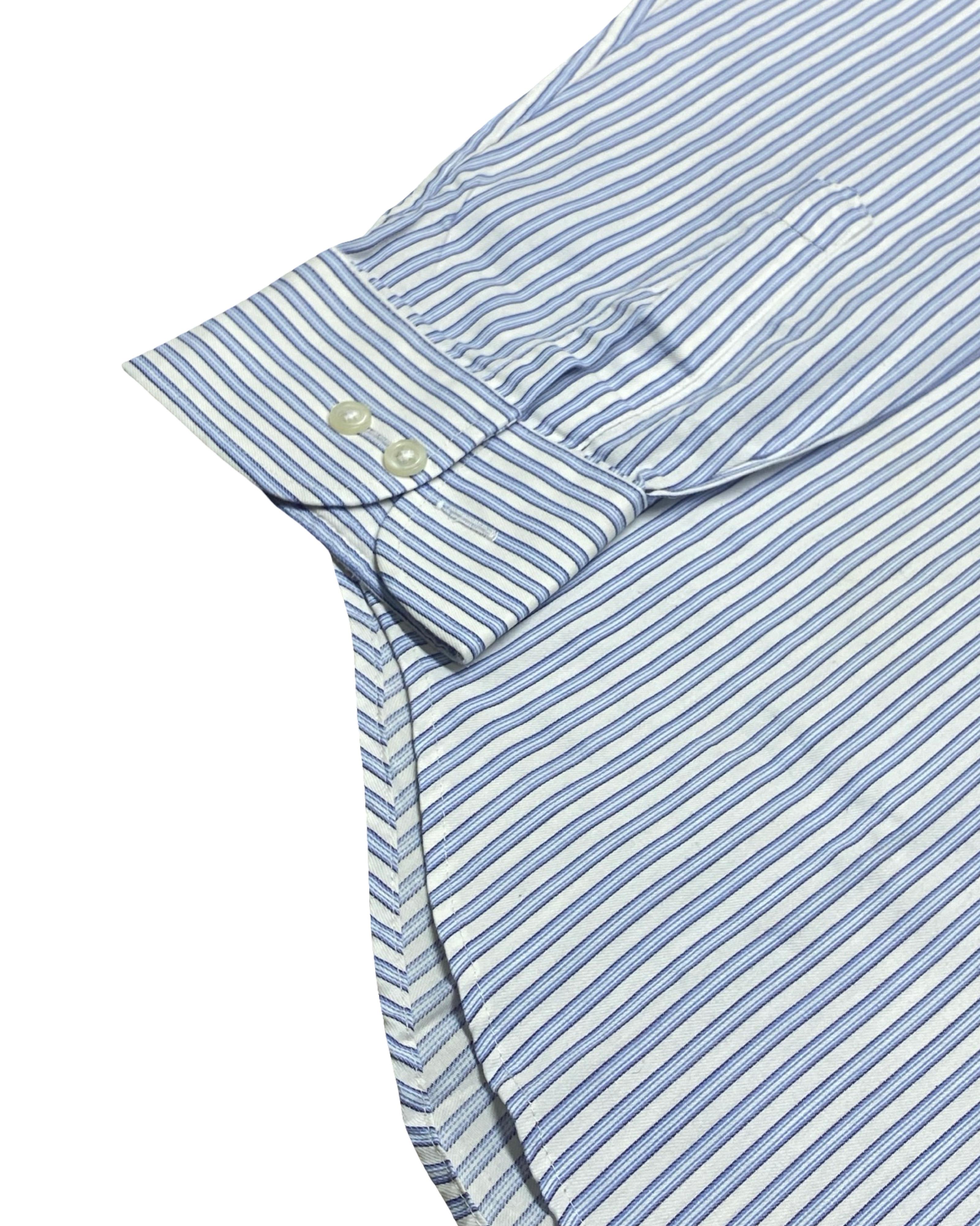 M&S Blue & White Striped Shirt | Large | Chest 25”