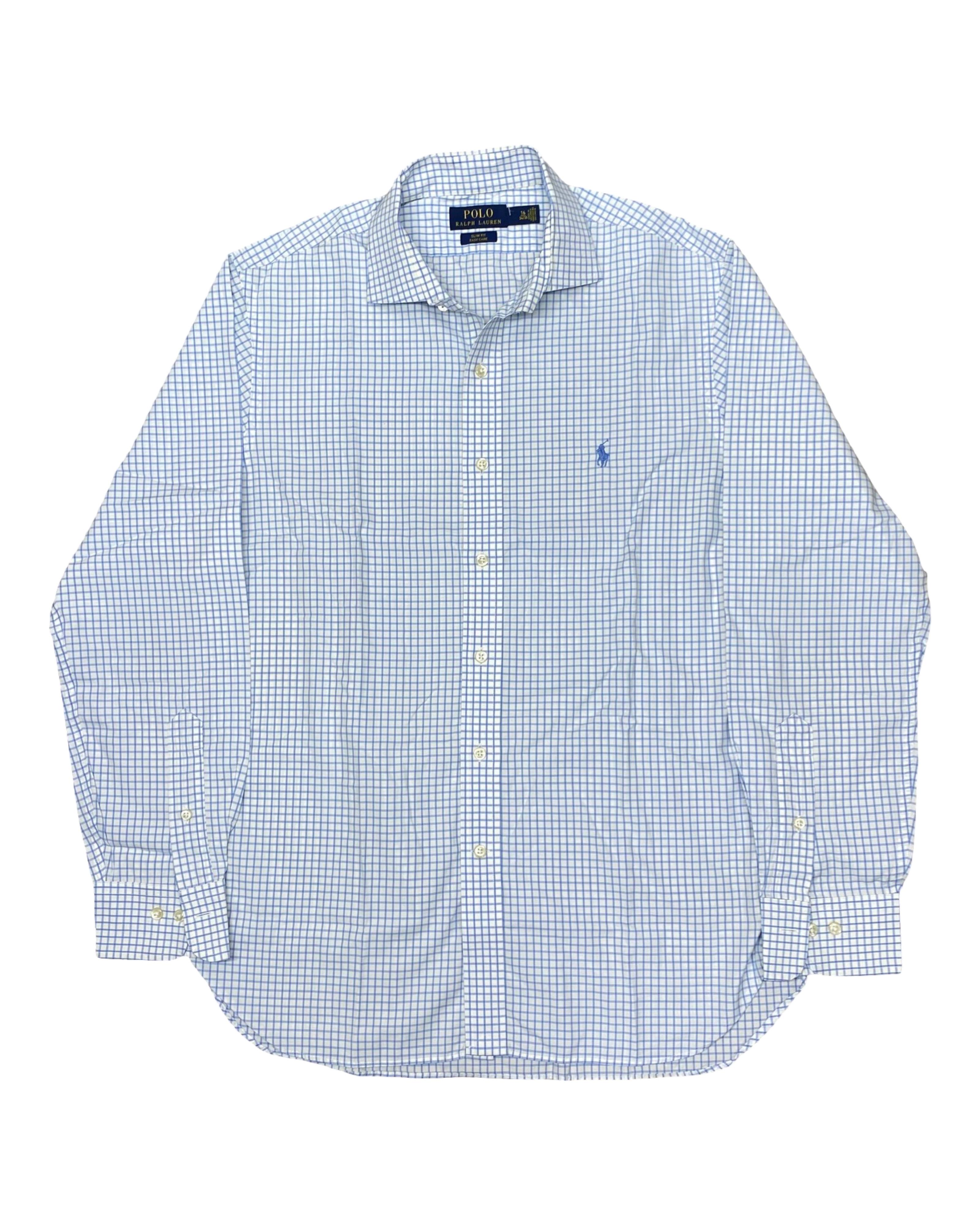 Polo Ralph Lauren Blue Check Slim Fit Shirt | M | Chest 22.5”