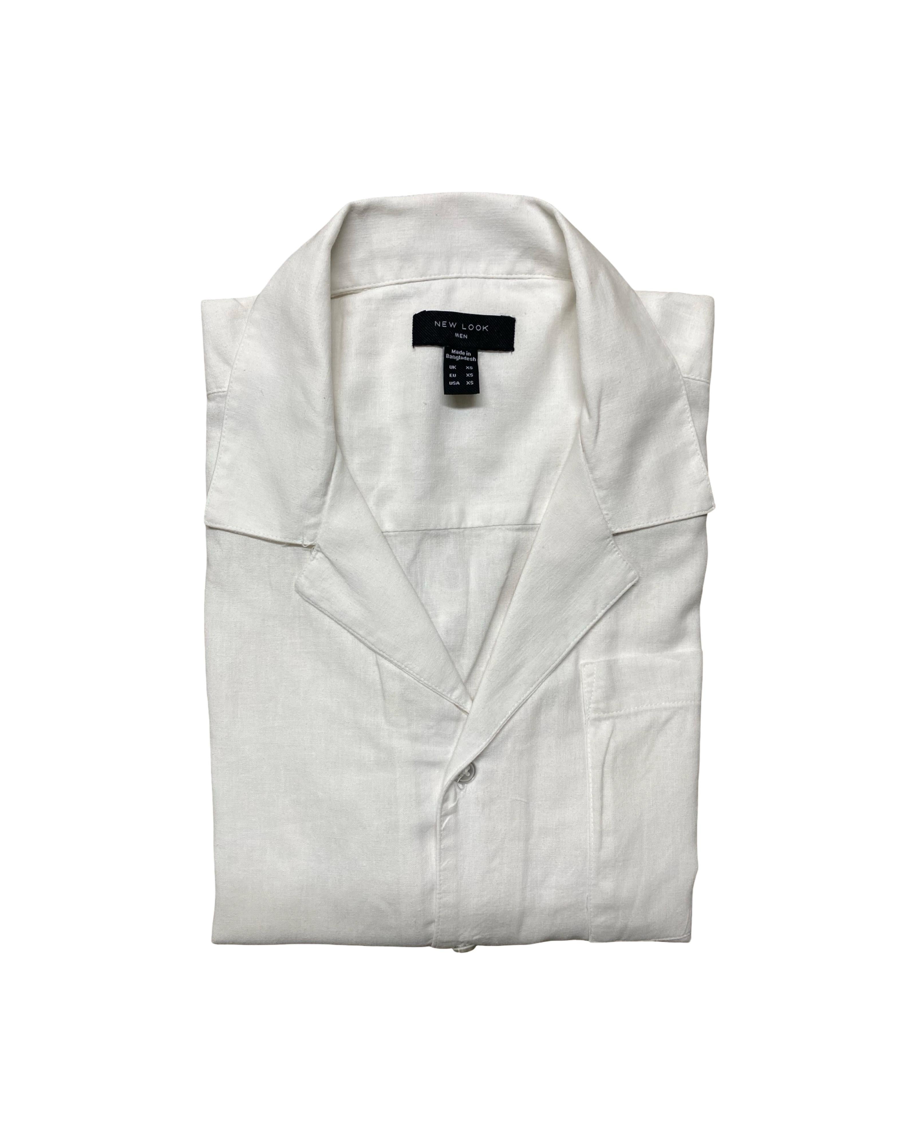 New Look White Linen Shirt | Large | Chest 24”