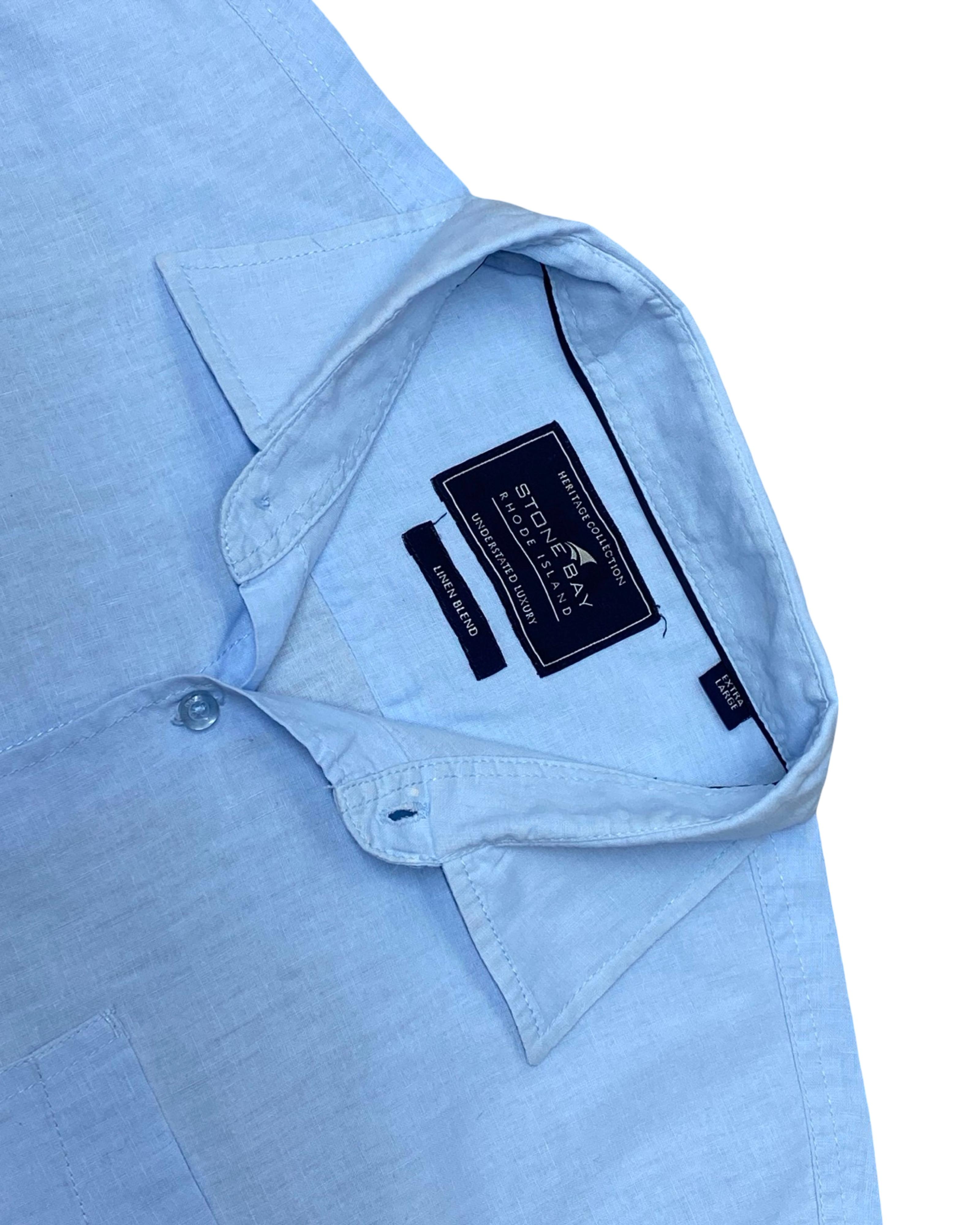 Stone Bay Light Blue Linen Blend Shirt | XL | Chest 26”