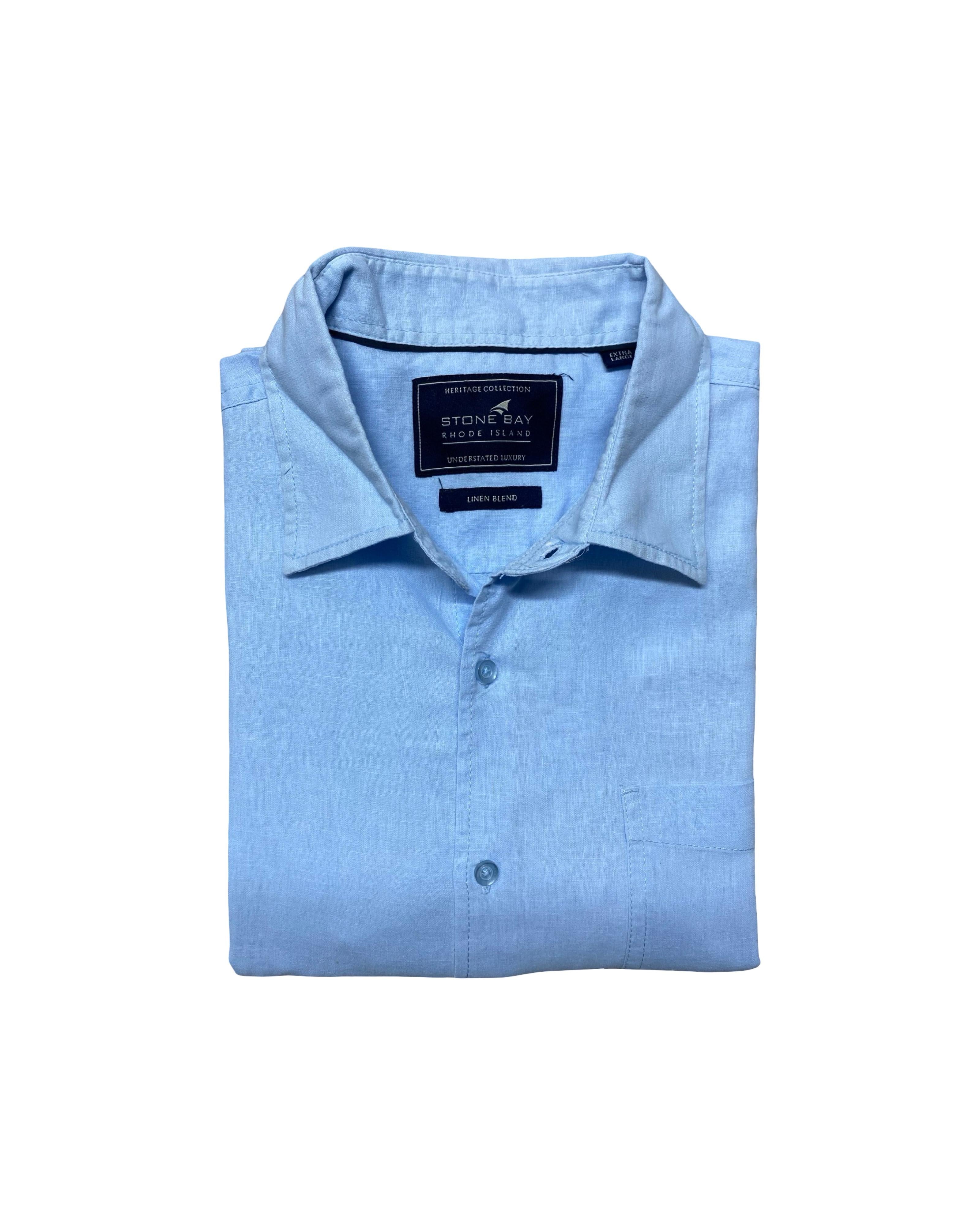 Stone Bay Light Blue Linen Blend Shirt | XL | Chest 26”