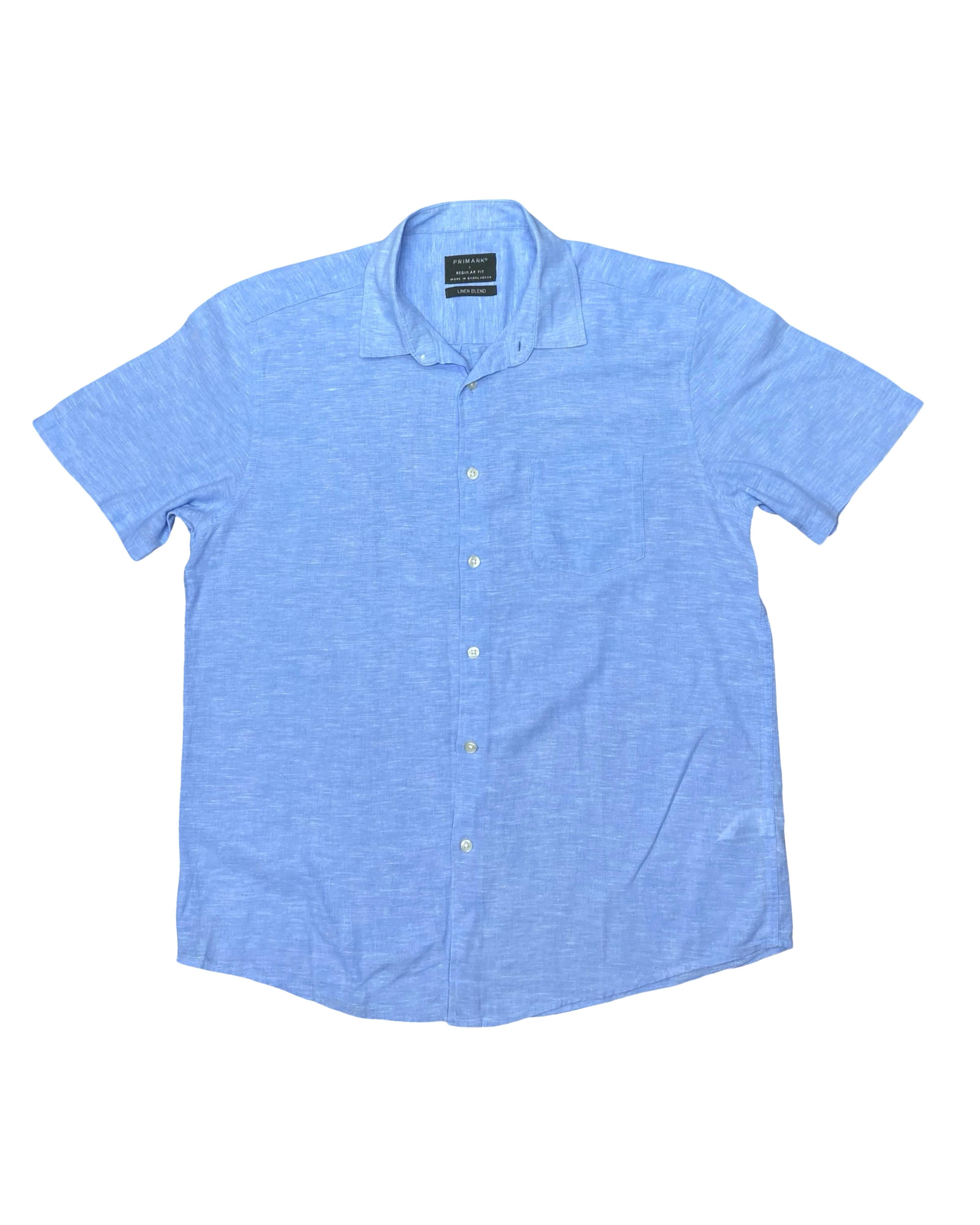 Primark Blue Linen Blend Shirt | Medium | Chest 22.5”