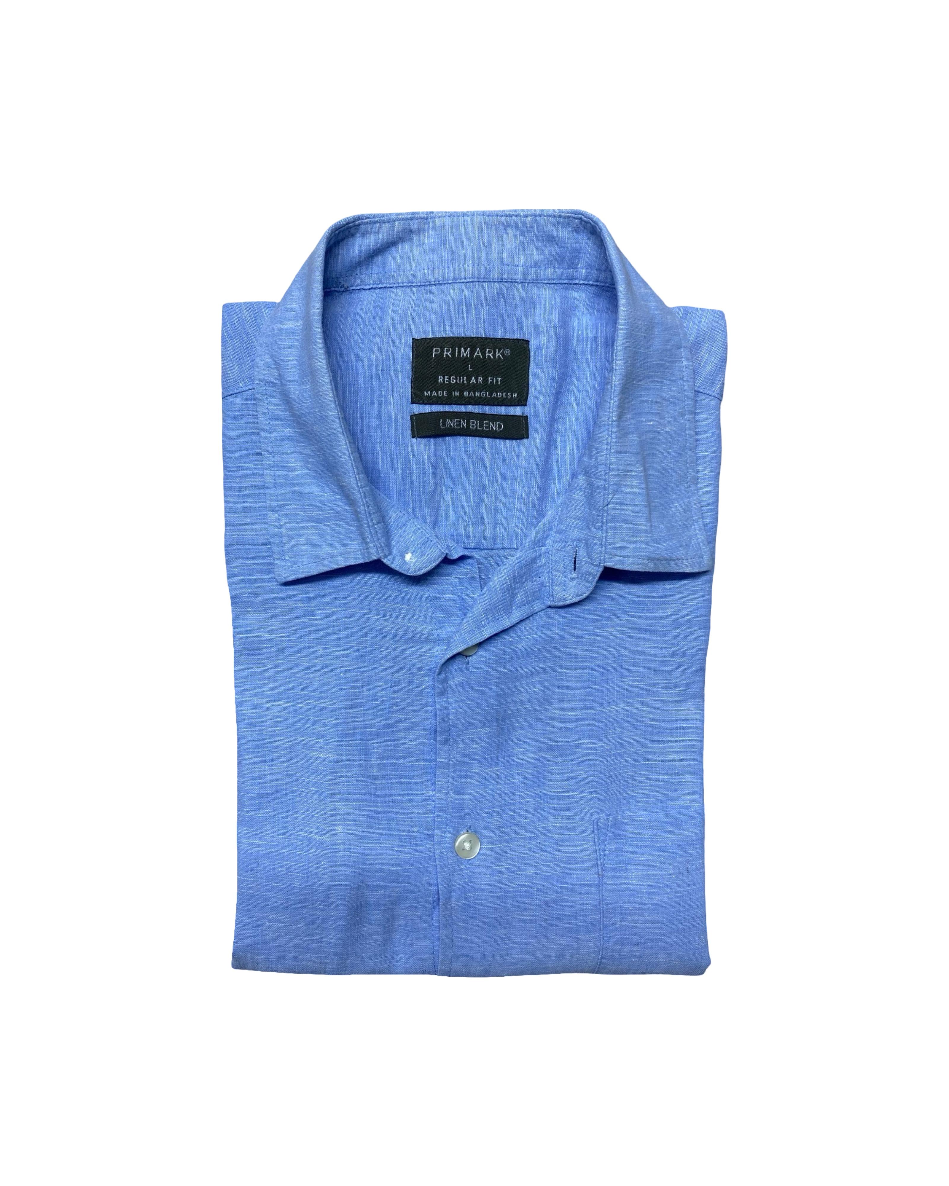 Primark Blue Linen Blend Shirt | Medium | Chest 22.5”