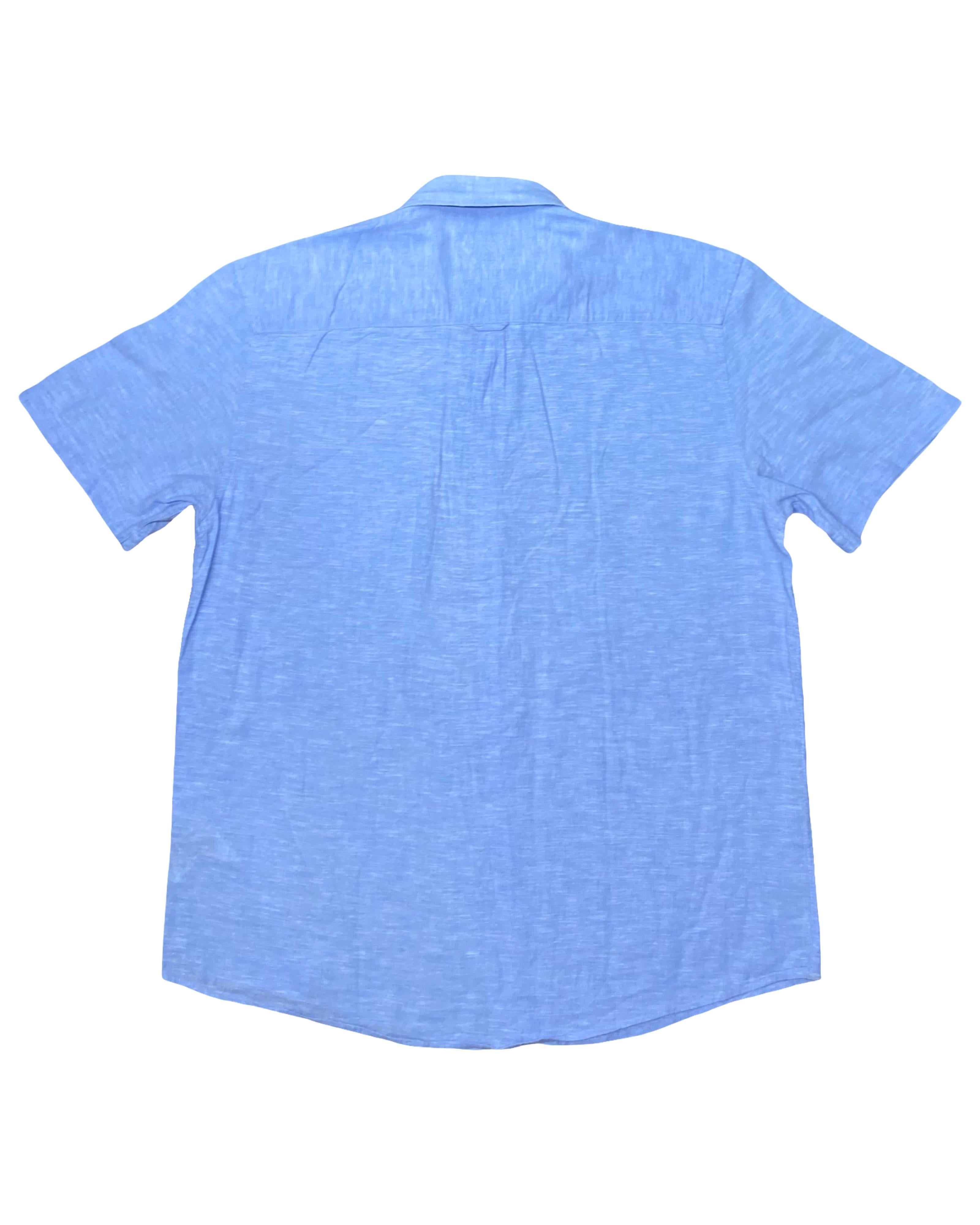Primark Blue Linen Blend Shirt | Medium | Chest 22.5”