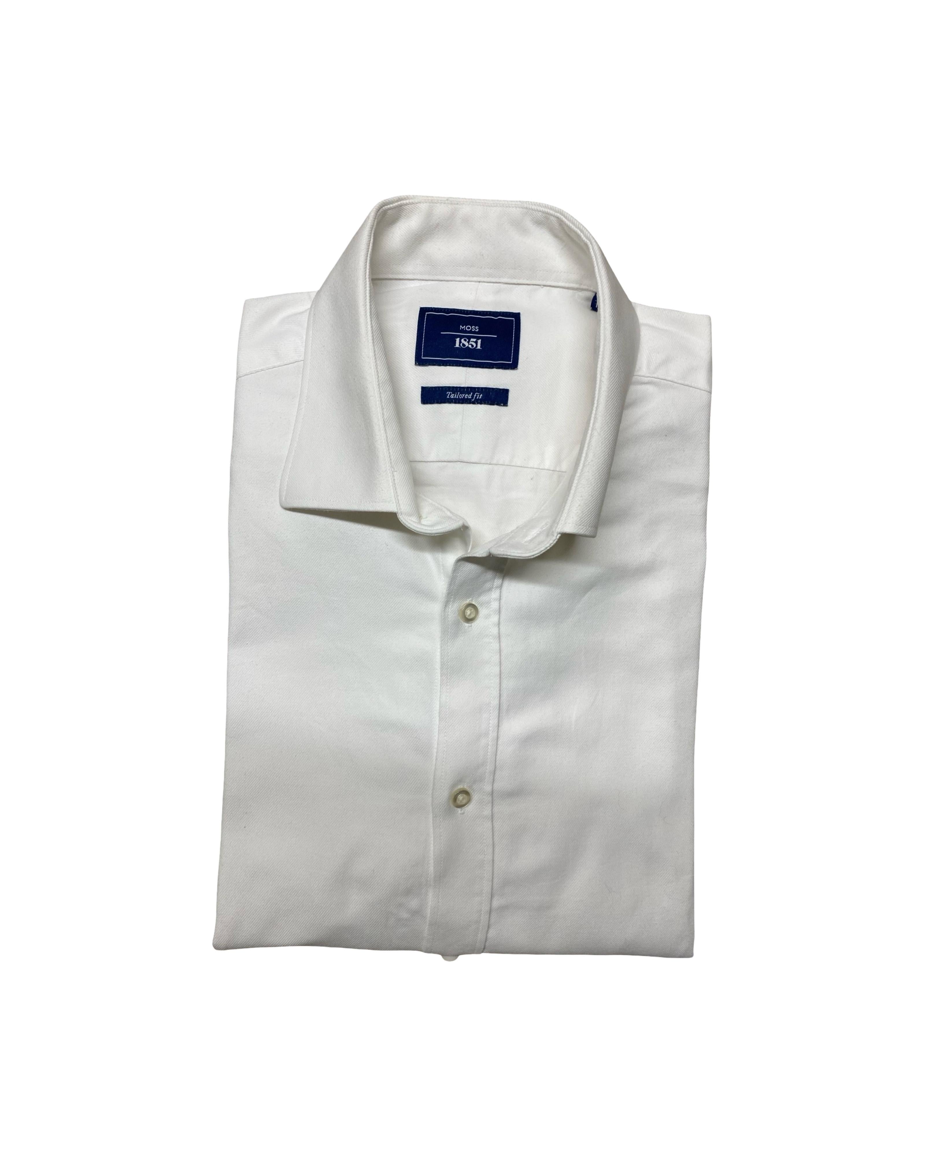 Moss 1851 White Tailored Shirt | Large | Chest 23.5”