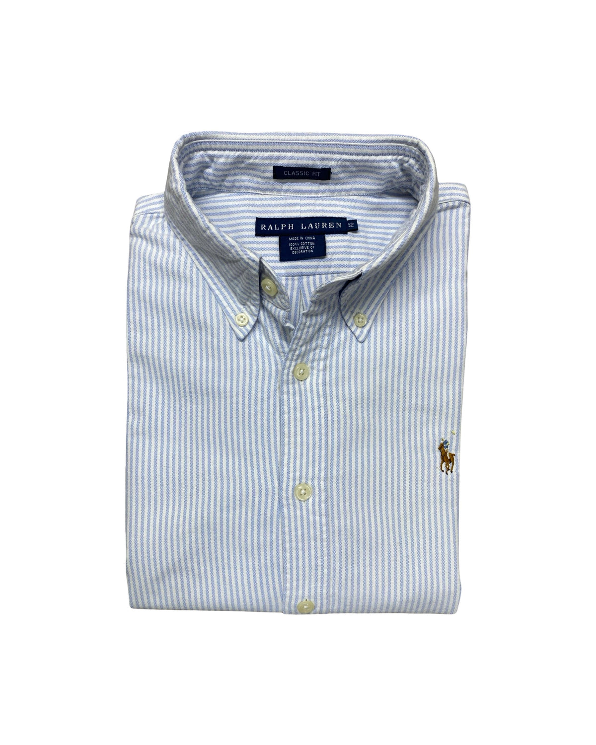 Ralph Lauren Blue & White Striped Shirt | Medium | Chest 21”
