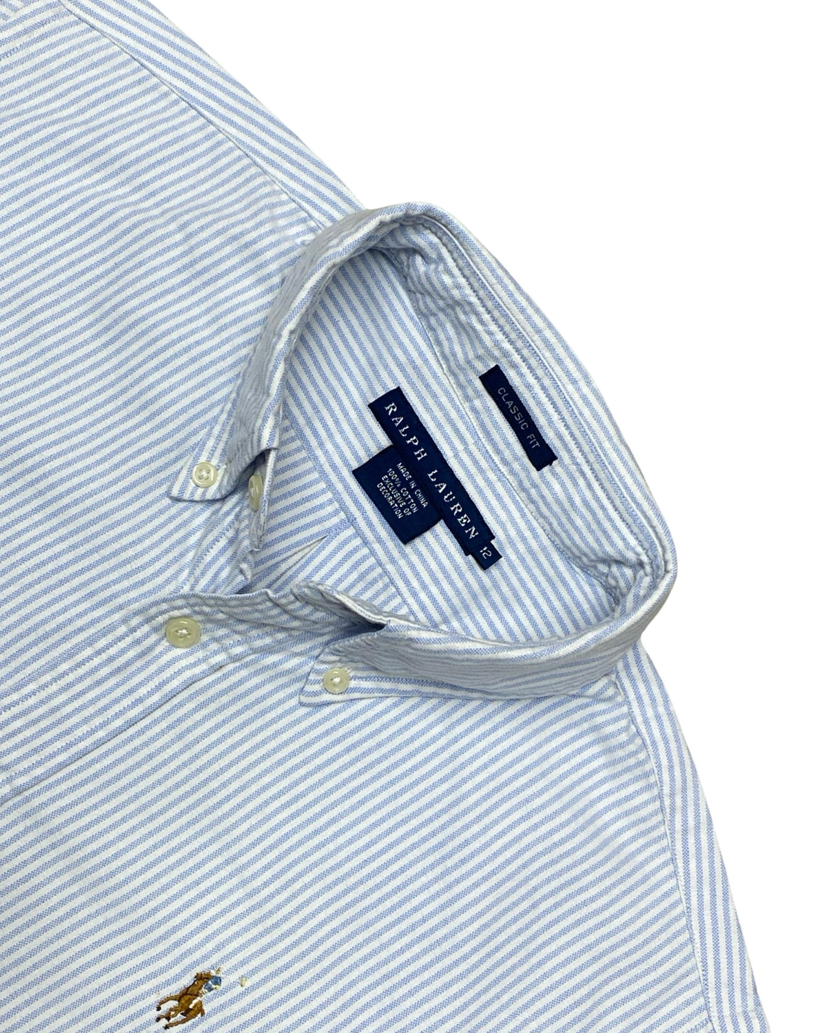 Ralph Lauren Blue & White Striped Shirt | Medium | Chest 21”