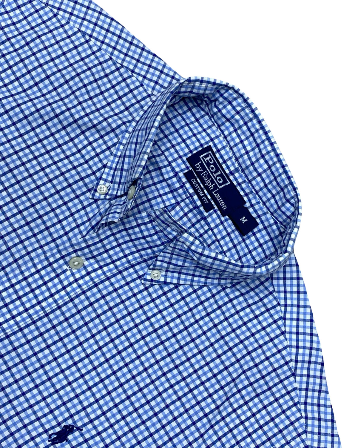 Ralph Lauren Blue Check Short Sleeve Shirt | Medium | Chest 22.5”