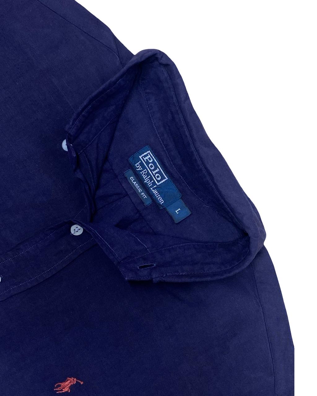 Polo Ralph Lauren Navy Linen Shirt | XL | Chest 26.5”